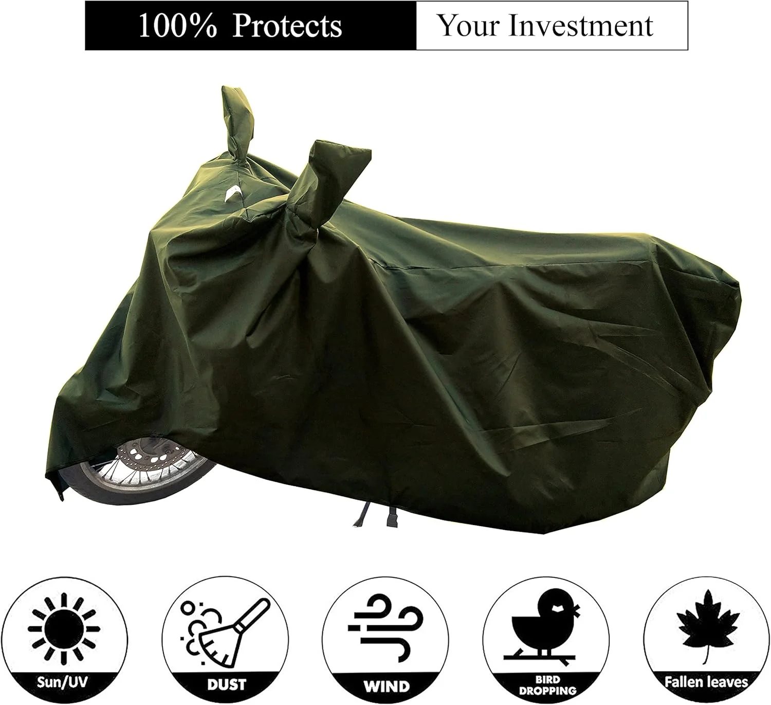 روکش موتورسیکلت مناسب برای سوزوکی وی-استروم SX 250، ضد آب و ضد گرد و غبار، پارچه مرغوب 190T - زیتونی