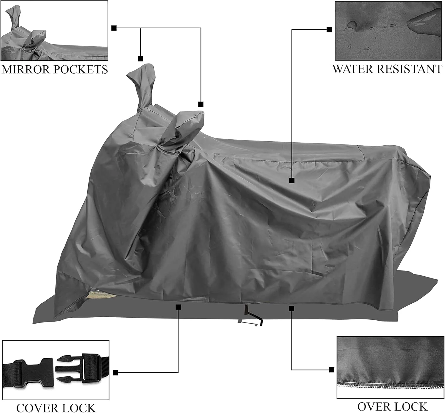 روکش موتور سیکلت - مناسب برای Triumph Speed 400، روکش جدید با پارچه ضد آب و ضد گرد و غبار درجه یک 190T - خاکستری کامل