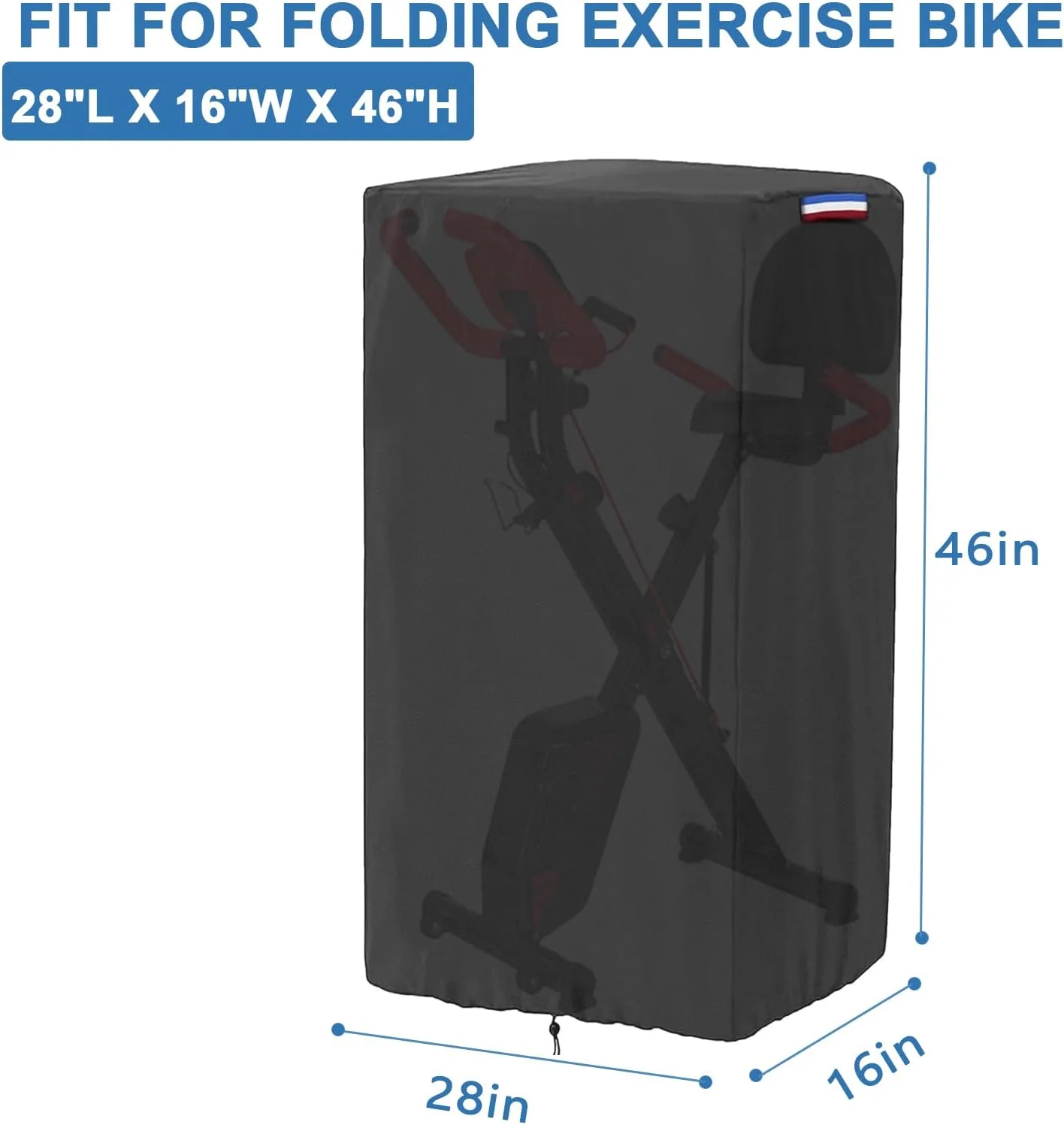 روکش دوچرخه ثابت مناسب برای دوچرخه‌های ثابت Pooboo، روکش تاشو دوچرخه ثابت مناسب برای ATIVAFIT (فقط روکش)، 71x40x117 سانتی‌متر (مشکی)
