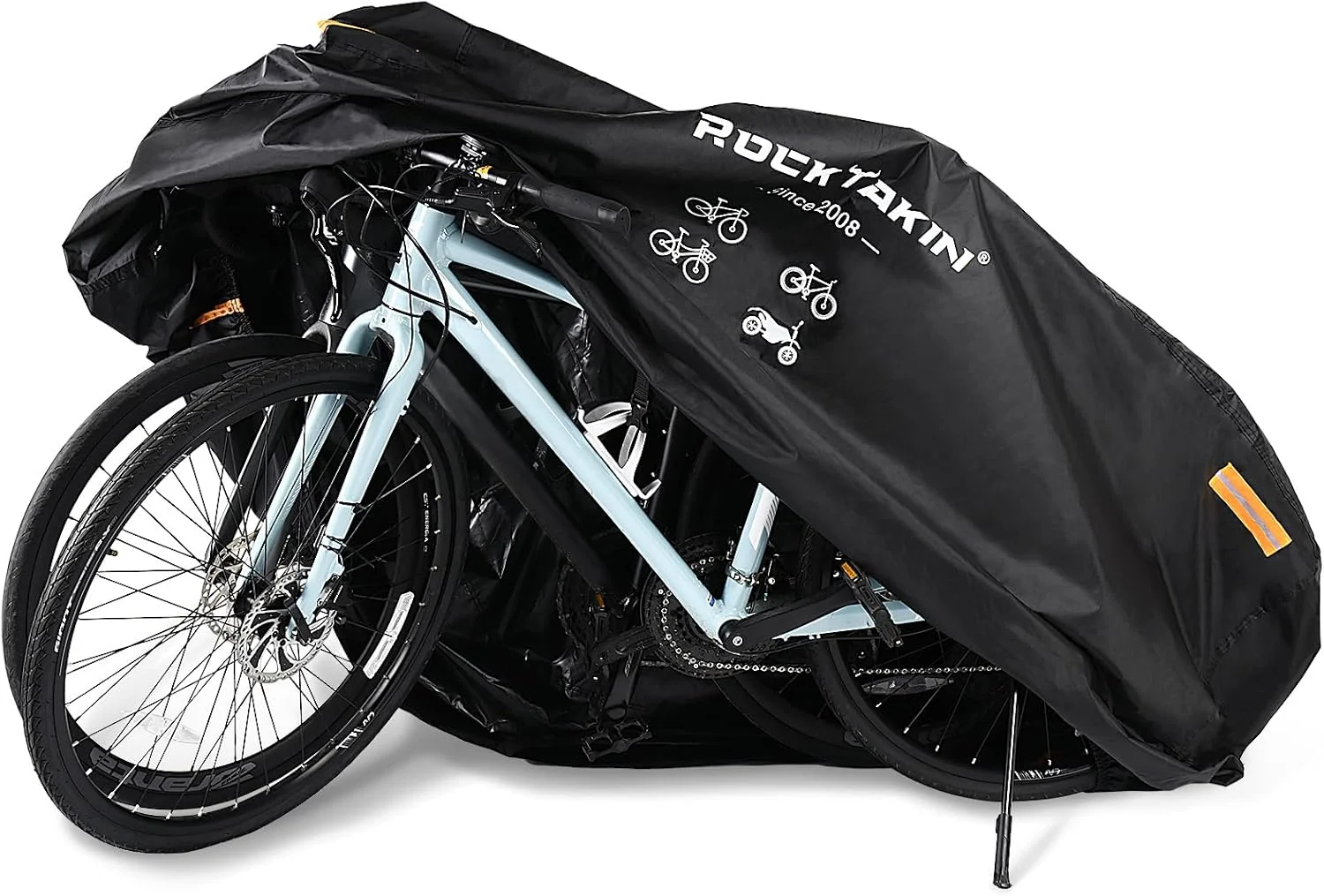 روکش دوچرخه برای 2 یا 3 دوچرخه، مناسب فضای باز، ضد آب، ساخته شده از آکسفورد 300D با دوام، ضد باران، گرد و غبار، اشعه ماوراء بنفش و باد، دارای نوارهای بازتابنده و کیف نگهداری برای دوچرخه های کوهستانی، جاده ای و برقی