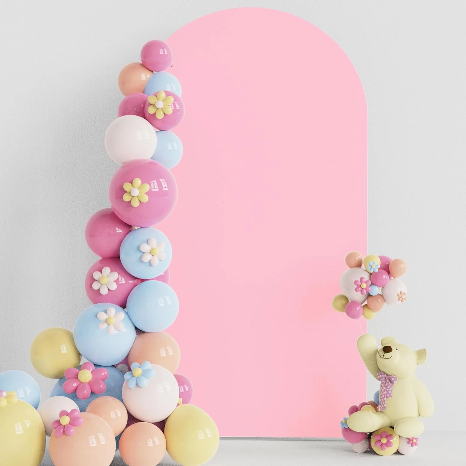 روکش طاق تزئینی پتروس، 2.2 متری، اسپندکس صورتی، مناسب برای پس زمینه طاق کیارا با سر گرد، برای تزئین جشن تولد و عروسی