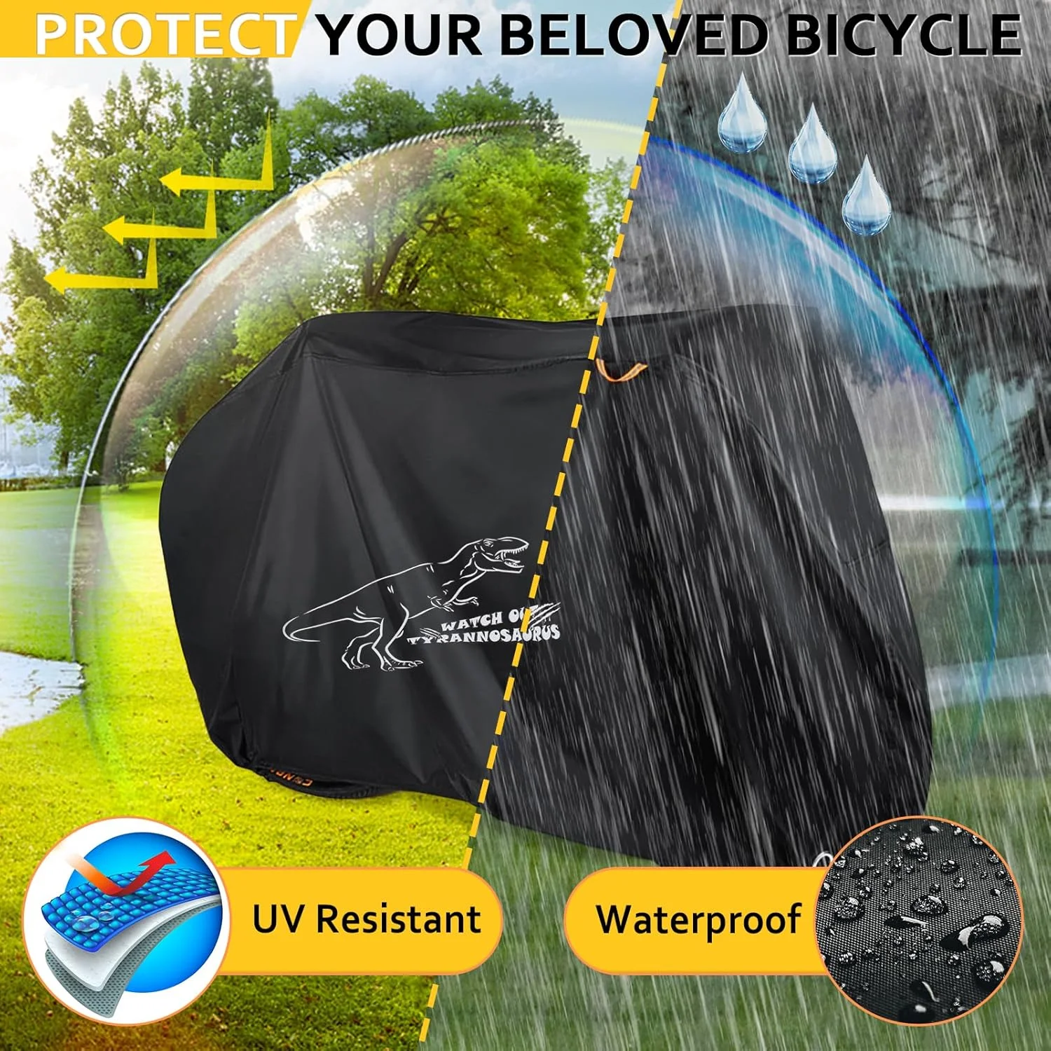 روکش دوچرخه برای 1، 2 یا 3 دوچرخه، ضد آب مناسب فضای باز، روکش دوچرخه مقاوم با نوارهای بازتابنده، دارای کیف نگهداری، ضد باران، گرد و غبار، باد و اشعه ماوراء بنفش، برزنت دوچرخه برای دوچرخه های کوهستانی، جاده ای و برقی