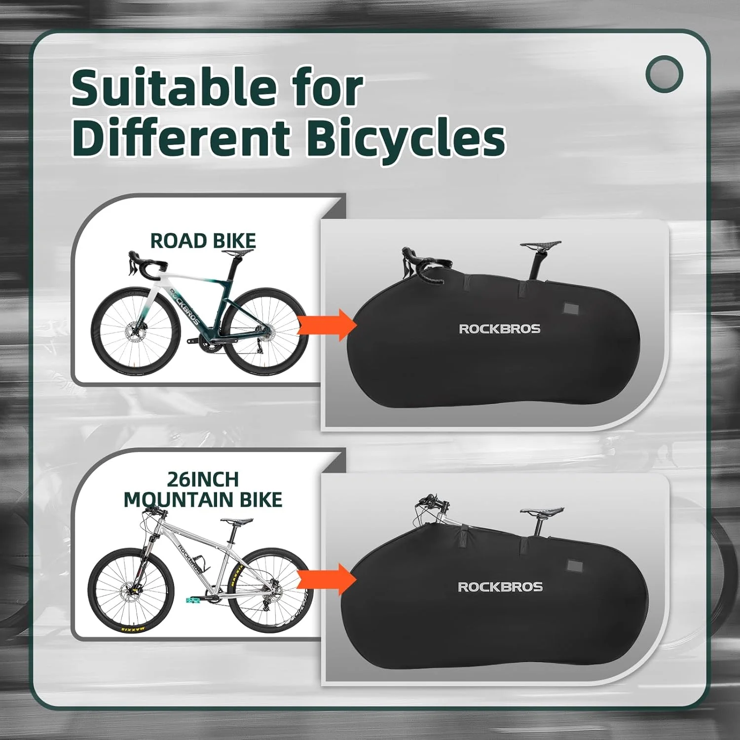 روکش چرخ دوچرخه راک بروز برای حمل و نقل، مسافرت، فضای باز و داخل خانه، کیف نگهداری دوچرخه ضد گرد و غبار و ضد آب برای دوچرخه کوهستانی 26 اینچی و دوچرخه جاده