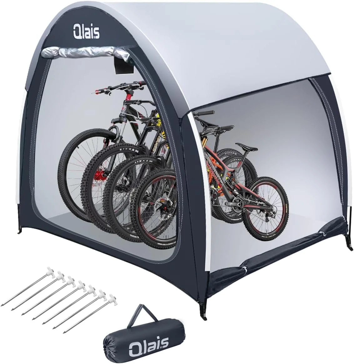 چادر سرپناه دوچرخه فضای باز، روکش سه لایه نقره ای PU4000 با پوشش محافظ و نوار آب، پناهگاه قابل حمل دوچرخه (بسیار بزرگ)