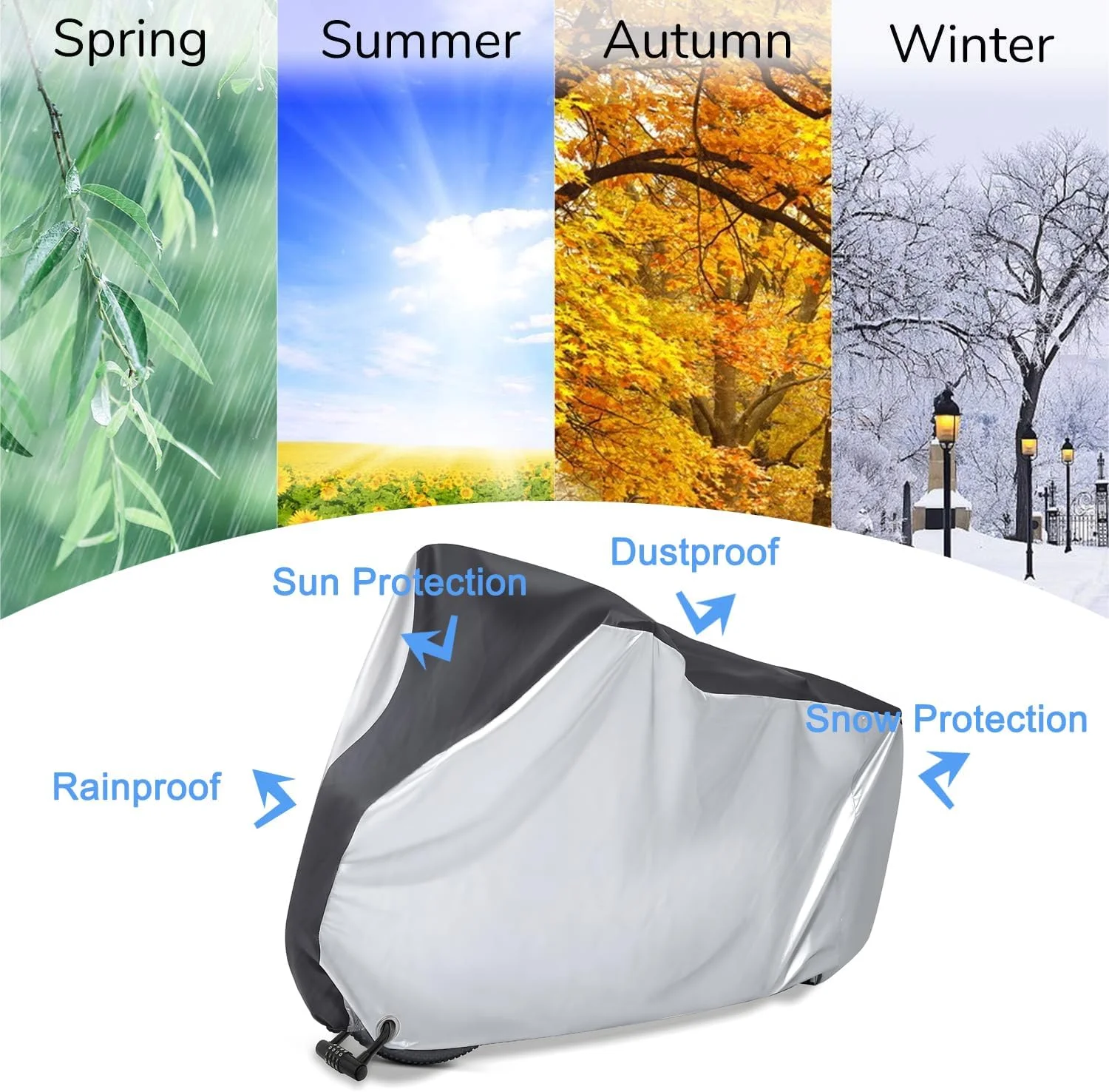 روکش محافظ دوچرخه، روکش دوچرخه، محافظت در برابر باران، محافظت در برابر آفتاب، ضد اشعه ماوراء بنفش، ضد گرد و غبار، ضد باد با سوراخ کلید، دوچرخه برقی برای جاده کوهستانی، دوچرخه سنگین (Minvoo) (نقره ای) روکش محافظ دوچرخه، روکش دوچرخه، محافظت در برابر باران، محافظت در برابر آفتاب، ضد اشعه ماوراء بنفش، ضد گرد و غبار، ضد باد با سوراخ کلید، دوچرخه برقی برای جاده کوهستانی، دوچرخه سنگین (Minvoo) (نقره ای)