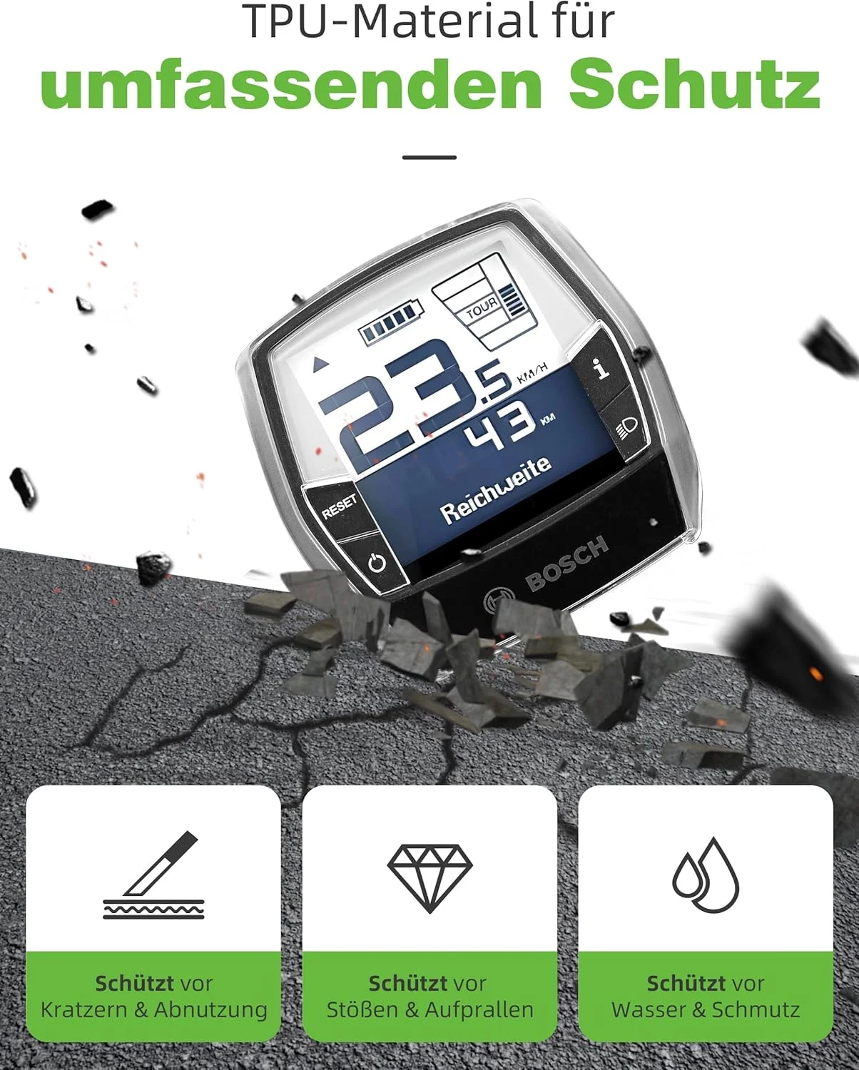 محافظ صفحه نمایش دوچرخه برقی برای صفحه نمایش بوش Intuvia - محافظت در برابر گرد و غبار، سنگ و آب - روکش محافظ صفحه نمایش لوازم جانبی دوچرخه برقی