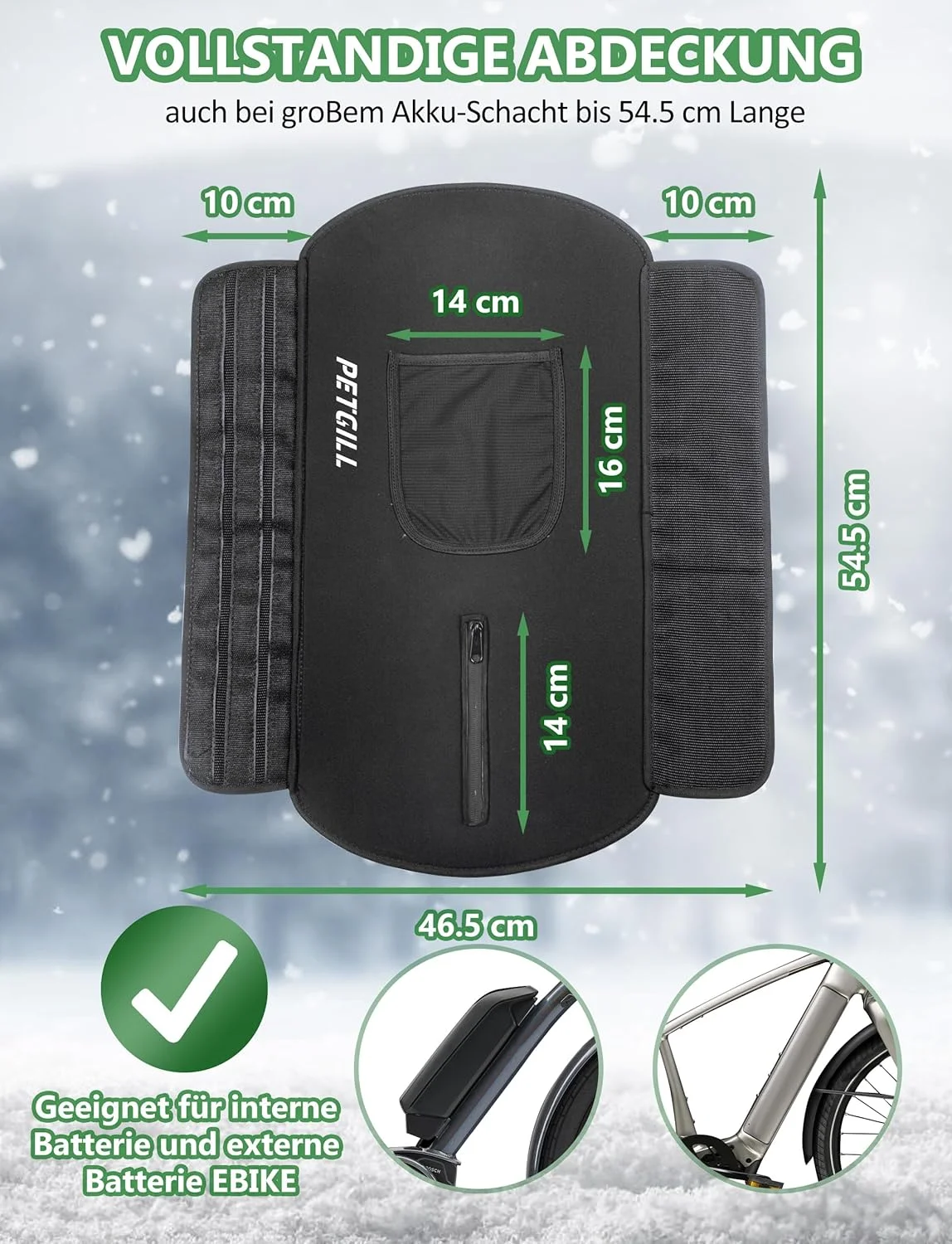 محافظ باتری دوچرخه برقی با دور 30-54 سانتی متر، محافظت در برابر حمل و نقل، افزایش طول عمر باتری، مناسب برای باتری های یکپارچه بوش، لوازم جانبی دوچرخه برقی، روکش باتری