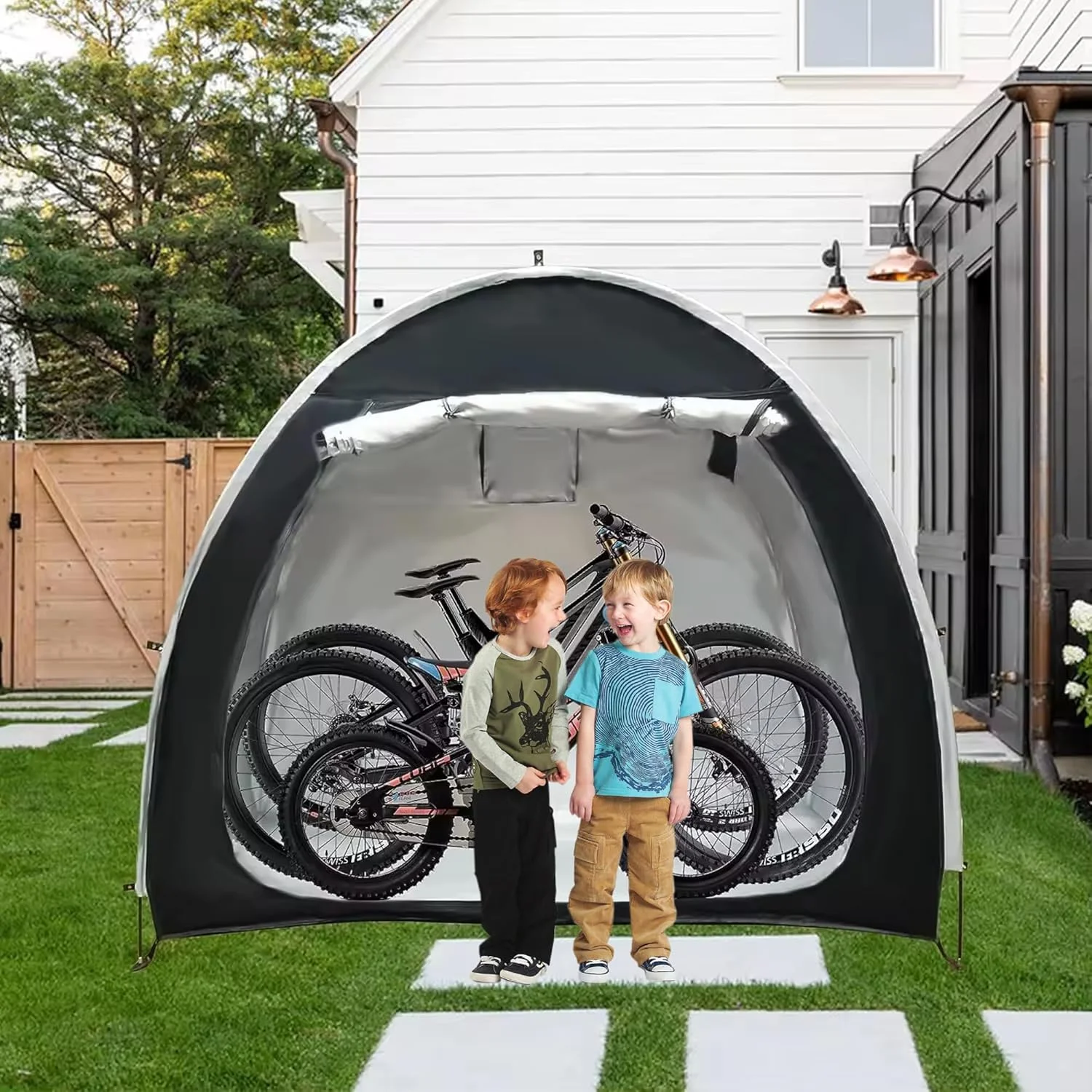 چادر دوچرخه قابل حمل با کیف. انبار سرپوشیده - پارچه ضد آب و براکت آلیاژی تقویت شده، ایده آل برای گاراژ، فضای باز، کمپینگ و پناهگاه دوچرخه باغ - چادر نگهداری دوچرخه