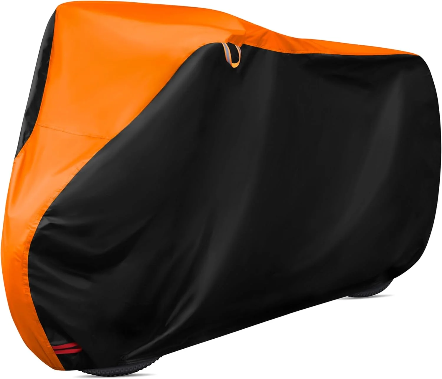 روکش دوچرخه مناسب فضای باز، ضد آب، مقاوم در برابر باران، آفتاب، اشعه ماوراء بنفش، گرد و غبار و باد، دارای سوراخ قفل، مناسب برای دوچرخه های کوهستانی و جاده ای به همراه کیف نگهداری سایز XL (مشکی و نارنجی، 79 x 27.5 x 44 اینچ)