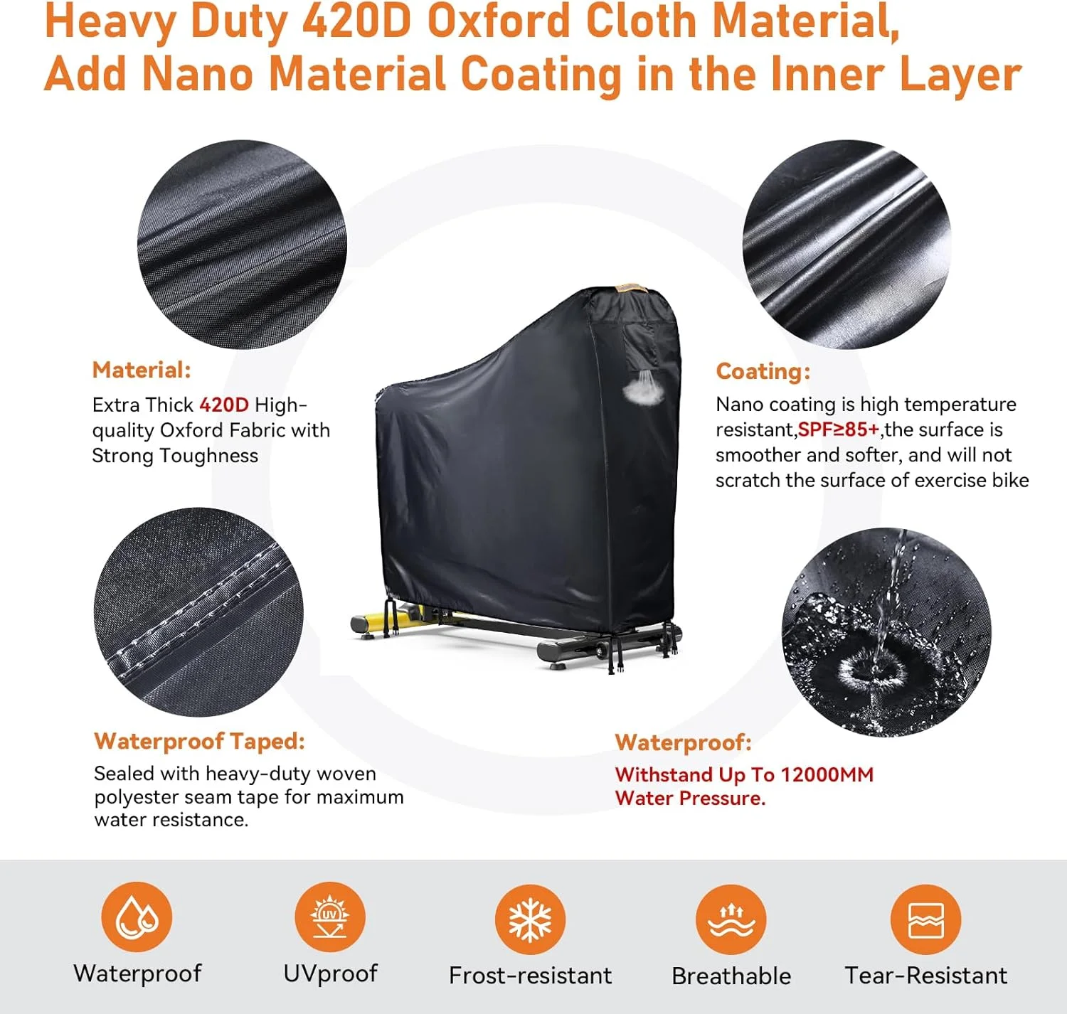 روکش ضدآب دوچرخه ثابت فضای باز با دریچه هوا، نوار ضدآب و 4 سگک ضد باد، روکش بزرگ برای دوچرخه های پلوتون + و شوین روکش ضدآب دوچرخه ثابت فضای باز با دریچه هوا، نوار ضدآب و 4 سگک ضد باد، روکش بزرگ برای دوچرخه های پلوتون + و شوین