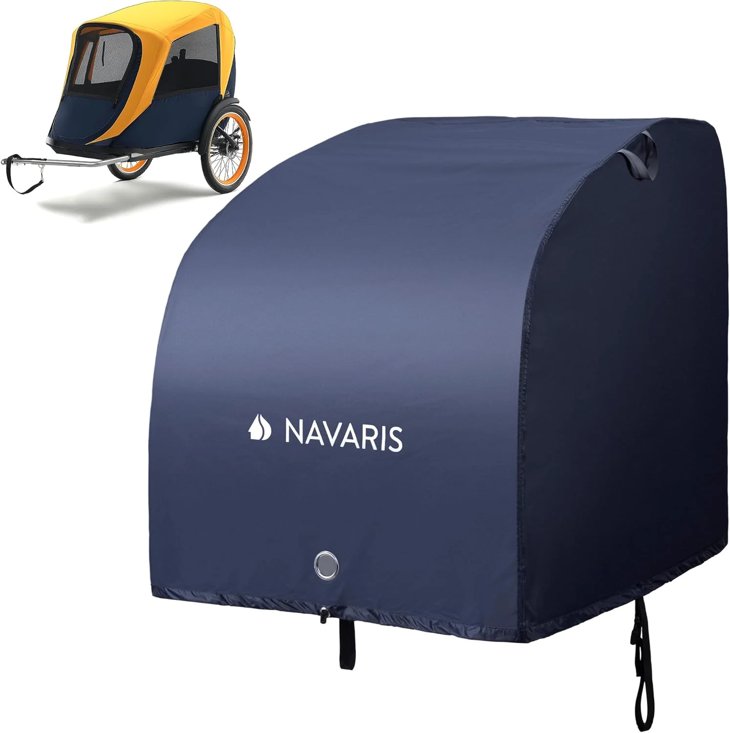 روکش تریلر دوچرخه Navaris - مقاوم در برابر آب، پلی استر 210D، مناسب برای نگهداری در فضای باز - لوازم جانبی چادر دوچرخه کوهستان و جاده - اندازه قابل تنظیم - سرمه ای