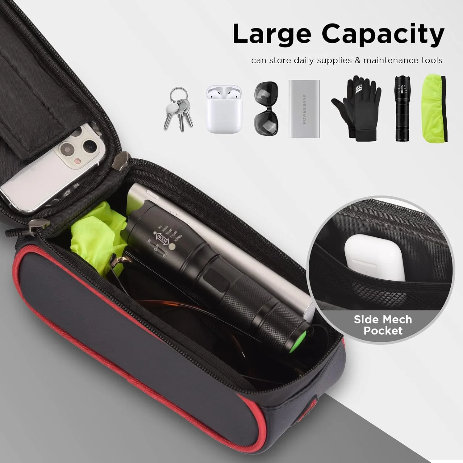 کیف ضدآب بدنه دوچرخه کوهستان، نگهدارنده تلفن همراه، نگهدارنده بازتابنده تلفن همراه با پوشش ضد باران با ظرفیت بزرگ، صفحه لمسی برای 6.8 اینچ کیف ضدآب بدنه دوچرخه کوهستان، نگهدارنده تلفن همراه، نگهدارنده بازتابنده تلفن همراه با پوشش ضد باران با ظرفیت بزرگ، صفحه لمسی برای 6.8 اینچ