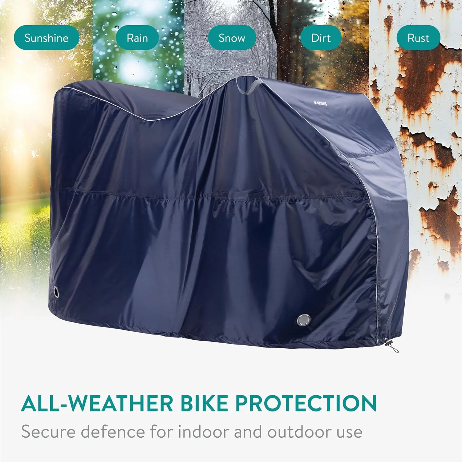 روکش دوچرخه ناواریس سایز XXL سرمه ای – محافظ ضد آب دوچرخه – پلی استر 210D با روکش PU – روکش دوچرخه – محافظ ضد آب دوچرخه برای 3 دوچرخه