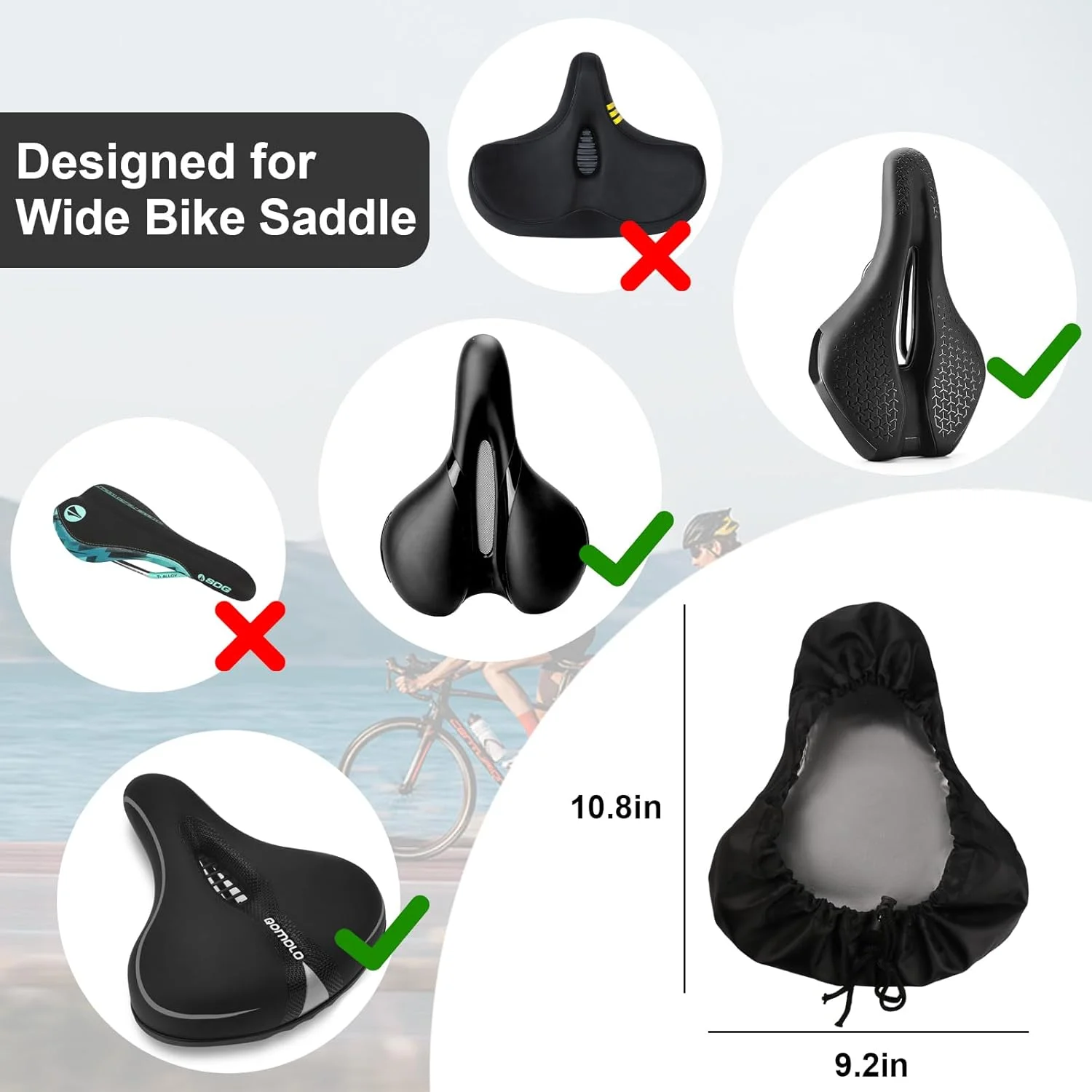 2 عدد روکش زین دوچرخه ضد آب، روکش زین دوچرخه با بند کشی، محافظ زین دوچرخه ضد باران و گرد و غبار