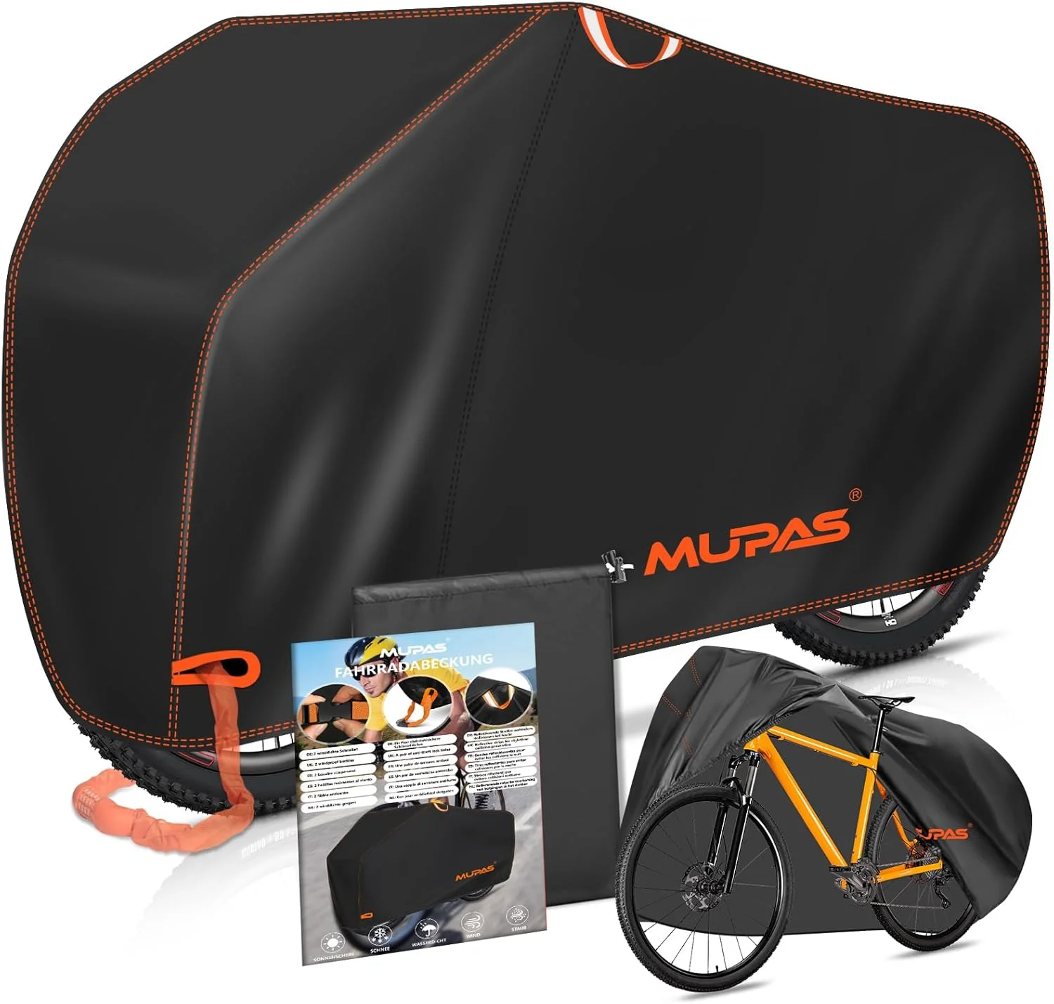 روکش ضدآب دوچرخه، پارچه آکسفورد 210D، گاراژ ضد آب دوچرخه، برزنت دوچرخه 200 x 110 x 70 سانتی متر، مناسب فضای باز، ضدآب، مقاوم در برابر پارگی، ضد گرد و غبار، دارای راهنمای قفل