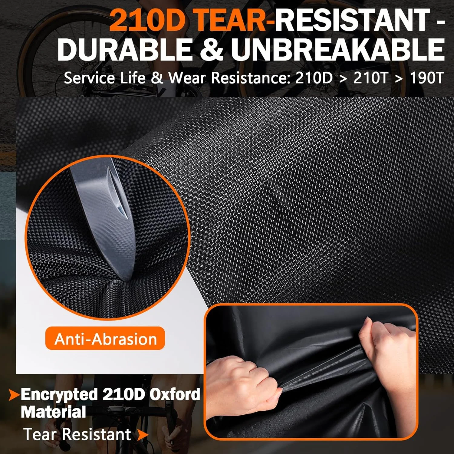 روکش ضدآب دوچرخه، پارچه آکسفورد 210D، گاراژ ضد آب دوچرخه، برزنت دوچرخه 200 x 110 x 70 سانتی متر، مناسب فضای باز، ضدآب، مقاوم در برابر پارگی، ضد گرد و غبار، دارای راهنمای قفل