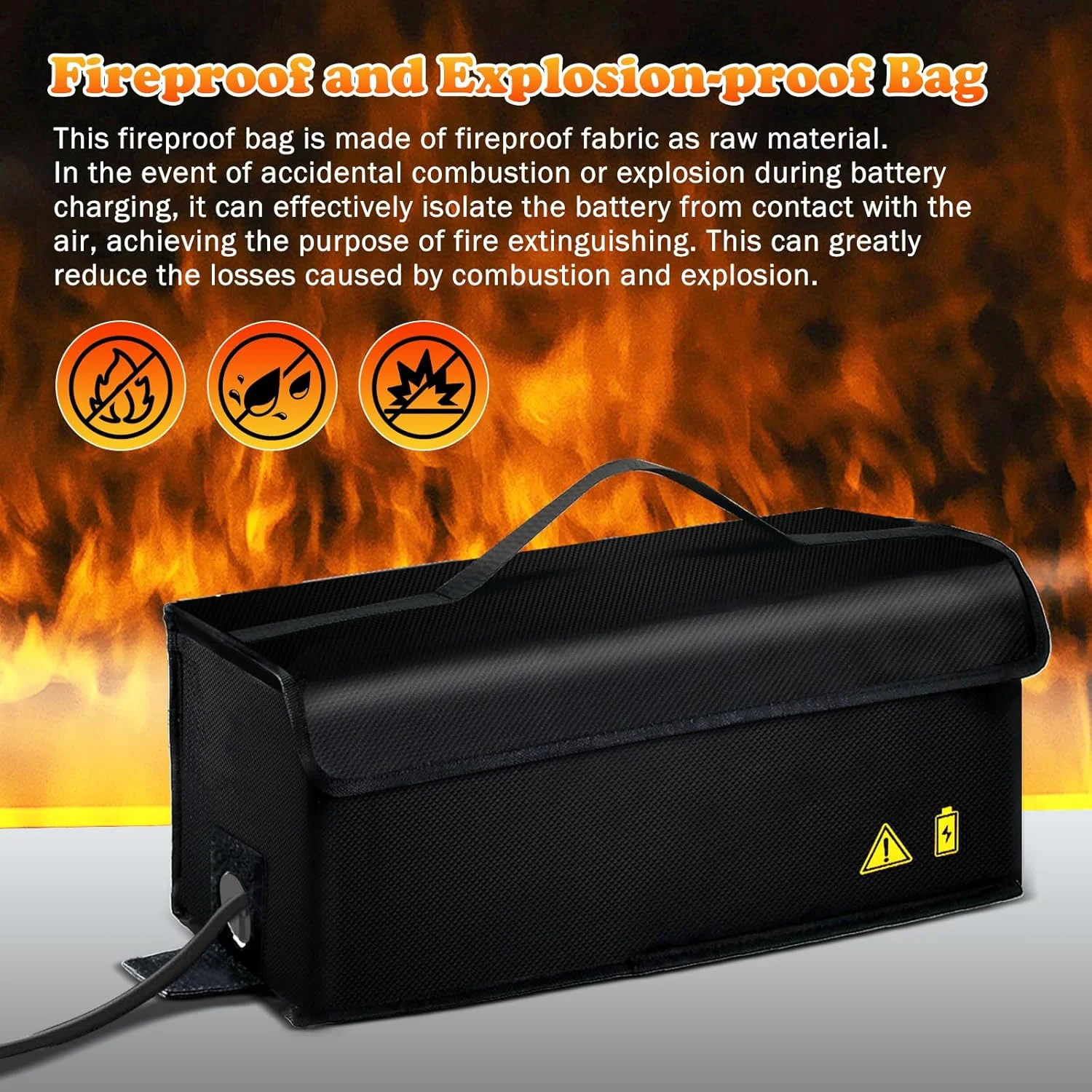 بسته 2 عددی کیف باتری دوچرخه برقی، مشکی، مقاوم در برابر آتش تا 1400 درجه سانتیگراد، ضد آب، ضد انفجار، روکش محافظ باتری دوچرخه برقی، ظرفیت بزرگ برای نگهداری، حمل و نقل، 49x15x15 سانتی متر