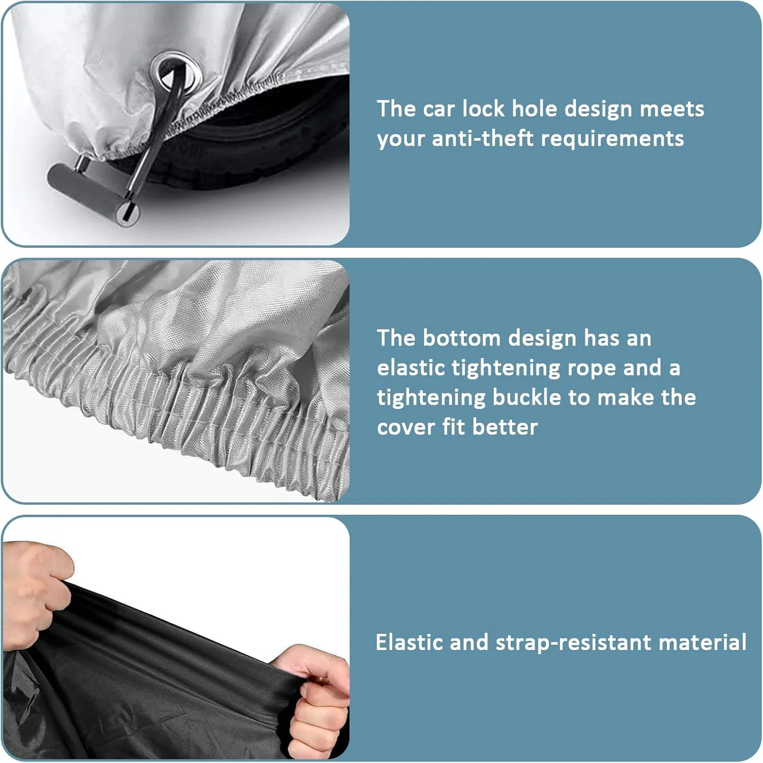 روکش دوچرخه باری، ساخته شده از مواد بادوام 420D، روکش ضدآب دوچرخه، درزهای داخلی جوش داده شده، گاراژ دوچرخه برای برزنت دوچرخه باری، روکش محافظ سه چرخه، ضدآب