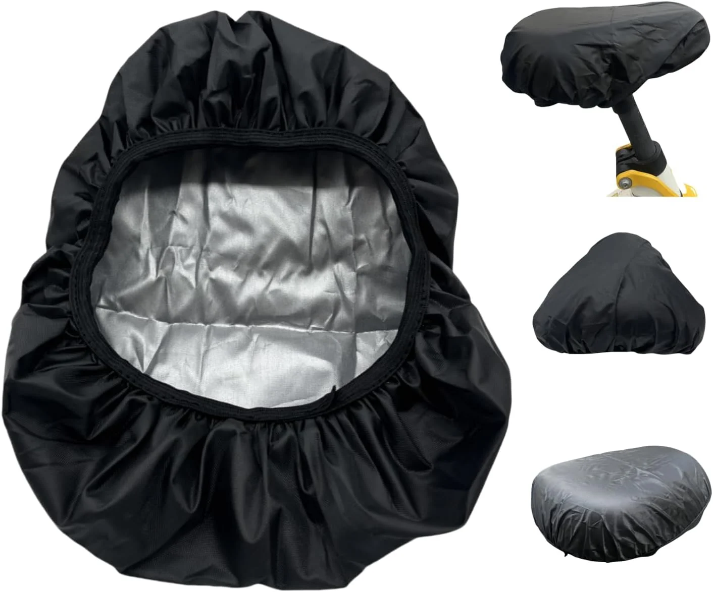 روکش زین دوچرخه مشکی رنگ، روکش صندلی دوچرخه ضد باران با کش، بسته های روکش صندلی دوچرخه (4 عدد)