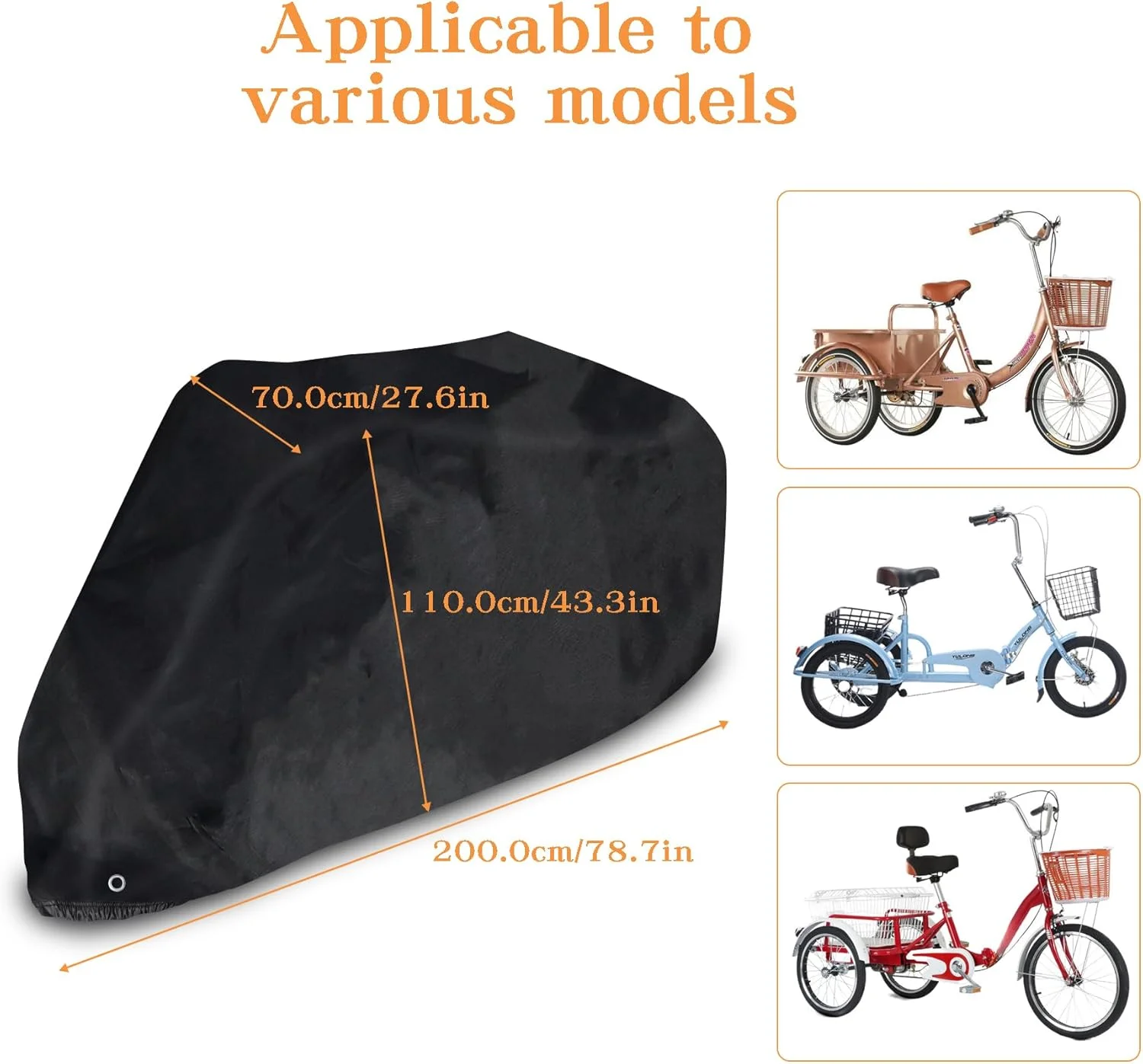 روکش سه‌چرخه بزرگسال، ضد آب، مشکی