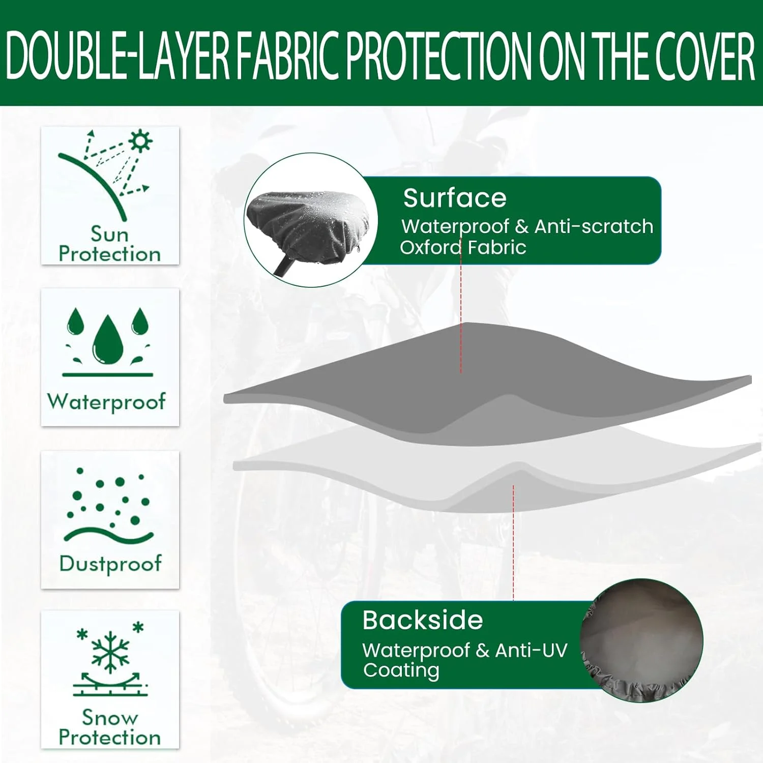 روکش ضدآب زین دوچرخه برای دوچرخه کوهستان، جاده، تناسب اندام و دوچرخه های ثابت، مناسب برای همه، مقاوم در برابر باران و گرد و غبار، روکش محافظ زین دوچرخه در فضای باز روکش ضدآب زین دوچرخه برای دوچرخه کوهستان، جاده، تناسب اندام و دوچرخه های ثابت، مناسب برای همه، مقاوم در برابر باران و گرد و غبار، روکش محافظ زین دوچرخه در فضای باز