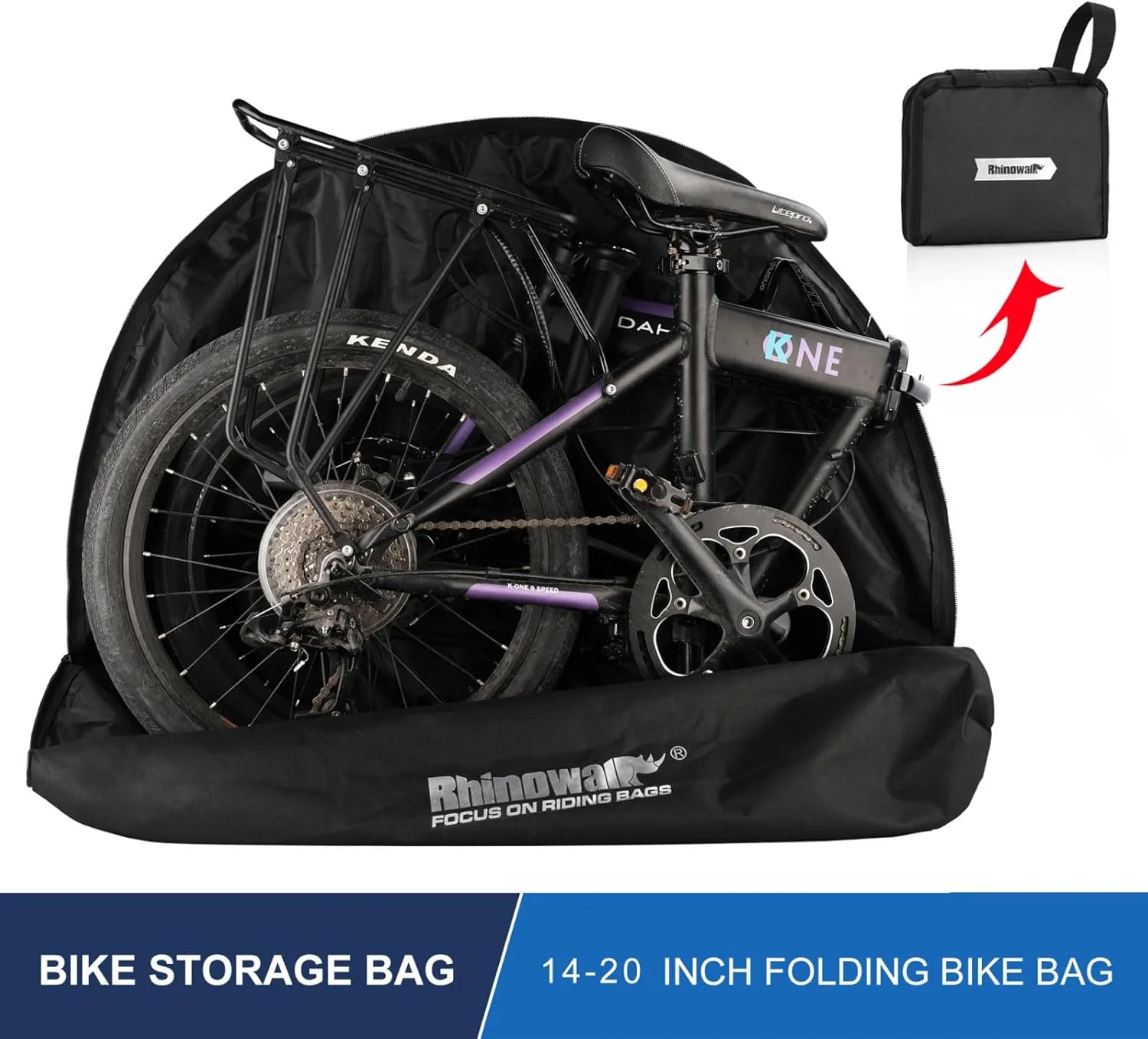 کیف حمل دوچرخه تاشو HUNTVP برای دوچرخه تاشو 20 اینچی، کیف مسافرتی ضد آب برای نگهداری دوچرخه در فضای باز، کیف محافظ تاشو برای حمل دوچرخه در هواپیما، مترو و ماشین