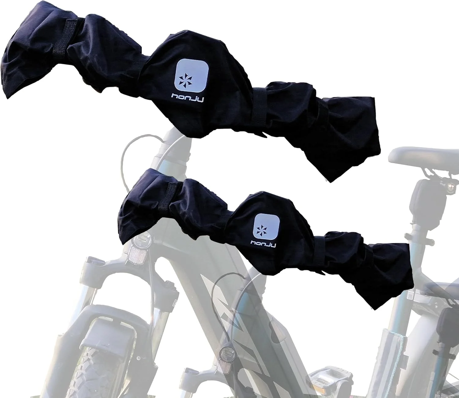 محافظ دو عددی فرمان دوچرخه - پوشش محافظ جهانی فرمان، محافظت از حمل و نقل برای دوچرخه ها و دوچرخه های برقی (ضد آب، نصب آسان، ایده آل برای حمل و نقل روی باربند عقب یا سقفی)
