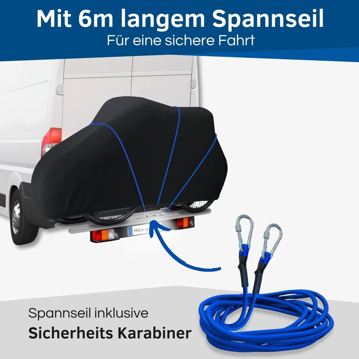 روکش مقاوم در برابر پارگی دوچرخه HiLo sports برای حمل کننده عقب برای 2 دوچرخه - [همراه با طناب 6 متری] - محافظت ضد آب از حمل و نقل دوچرخه و دوچرخه برقی - ساخته شده از ریپ استاپ 600D - روکش محافظ دوچرخه برای