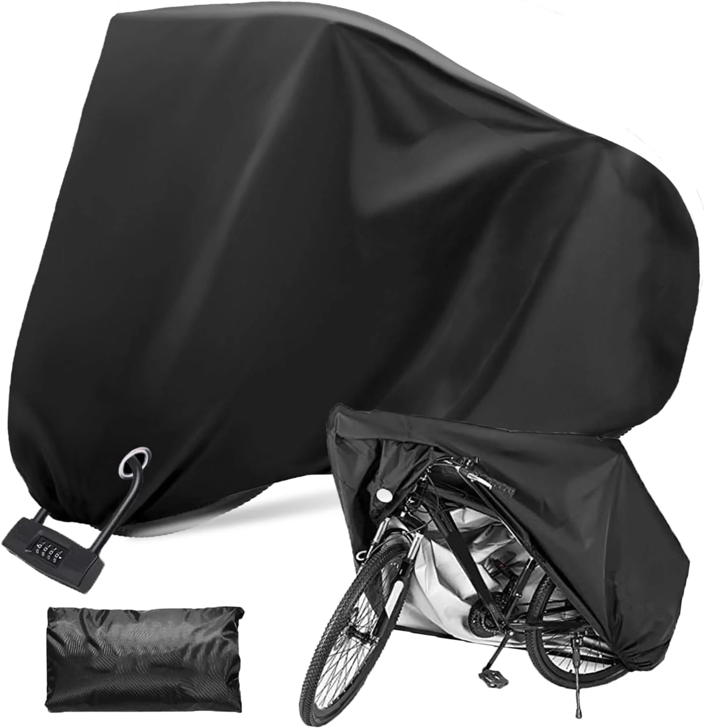 روکش دوچرخه، روکش ضدآب دوچرخه، محافظت در برابر گرد و غبار و اشعه ماوراء بنفش 210T با سوراخ های قفل و کیف نگهداری مناسب برای اکثر دوچرخه ها تا 29 اینچ روکش دوچرخه، روکش ضدآب دوچرخه، محافظت در برابر گرد و غبار و اشعه ماوراء بنفش 210T با سوراخ های قفل و کیف نگهداری مناسب برای اکثر دوچرخه ها تا 29 اینچ