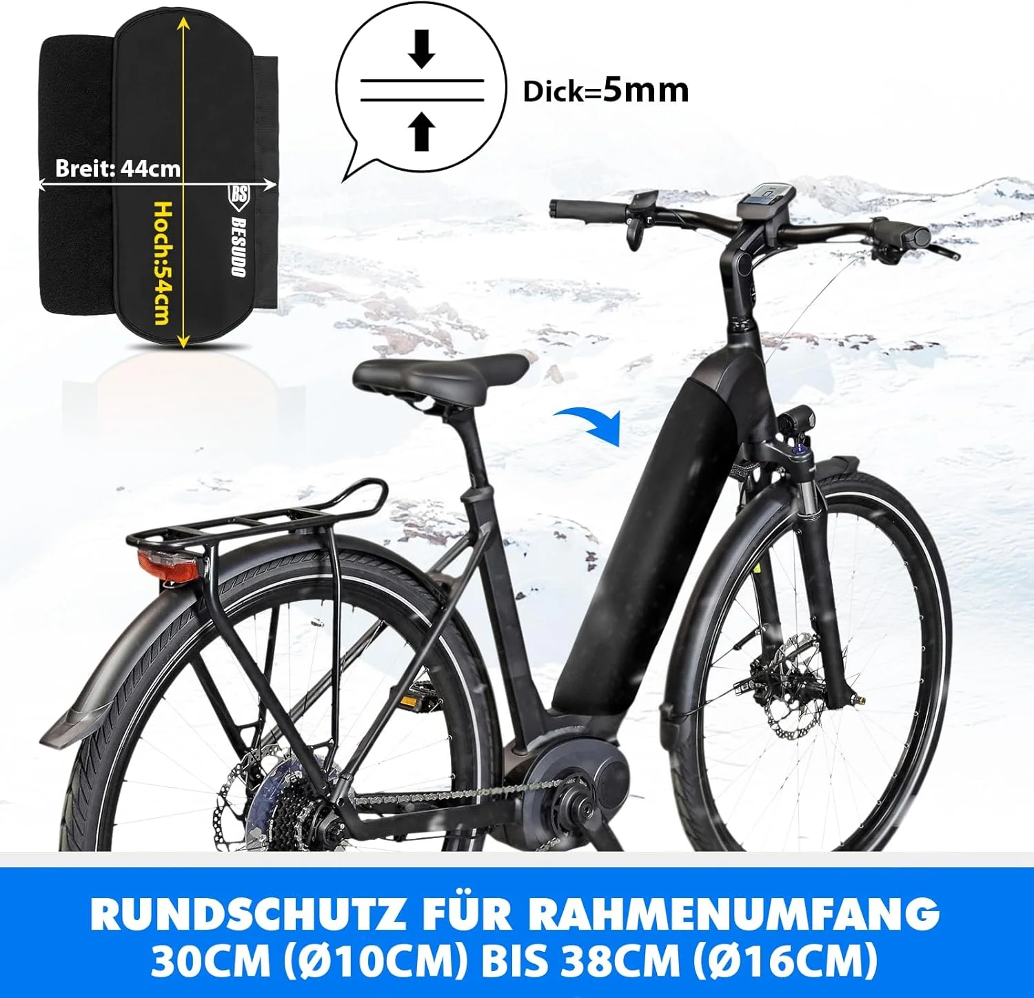 محافظ باتری دوچرخه برقی، روکش محافظ باتری دوچرخه برقی با دور 30-38 سانتی متر، روکش محافظ باتری دوچرخه برقی