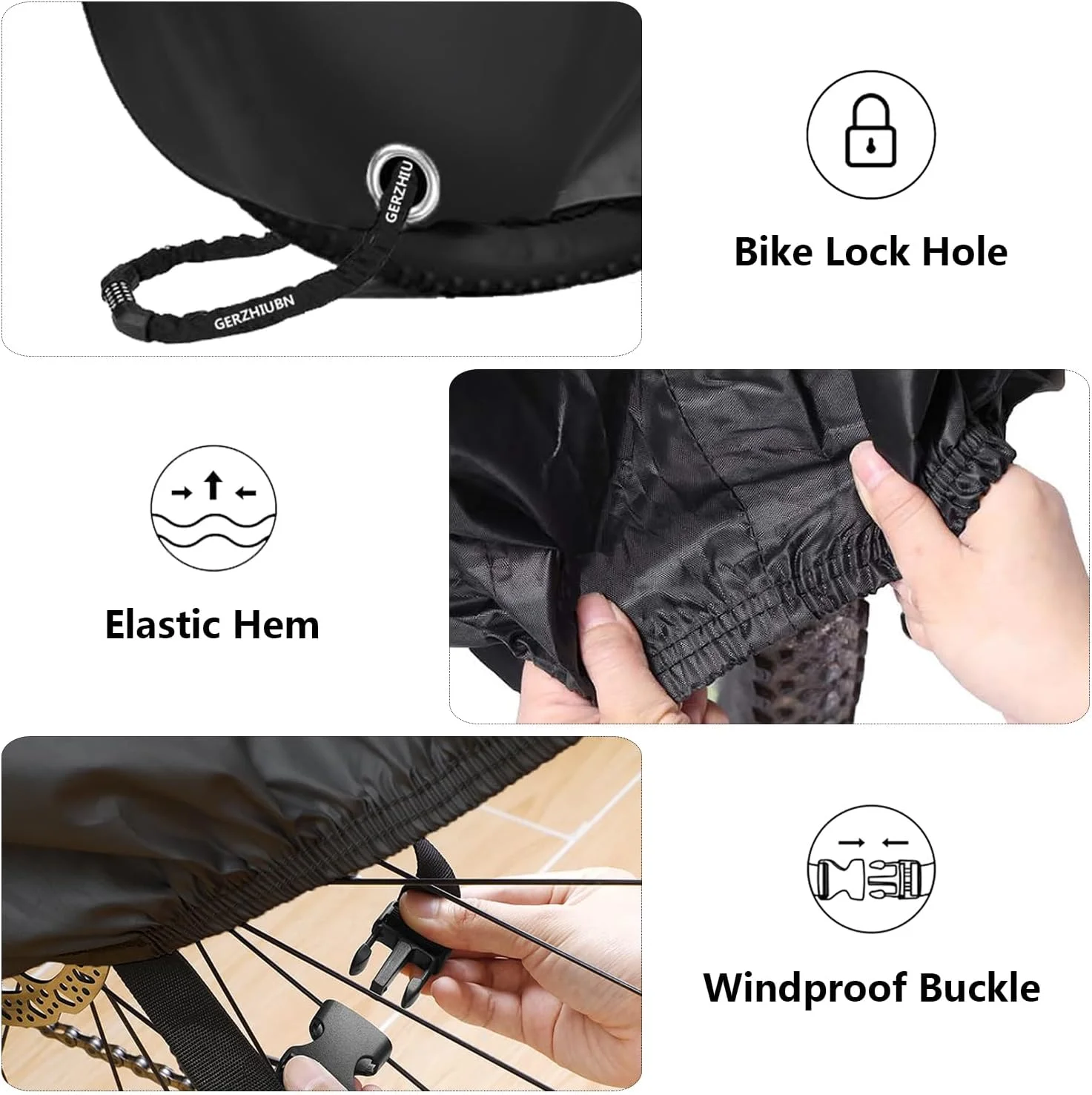 روکش دوچرخه، روکش ضدآب دوچرخه، محافظت در برابر گرد و غبار و اشعه ماوراء بنفش 210T با سوراخ های قفل و کیف نگهداری مناسب برای اکثر دوچرخه ها تا 29 اینچ