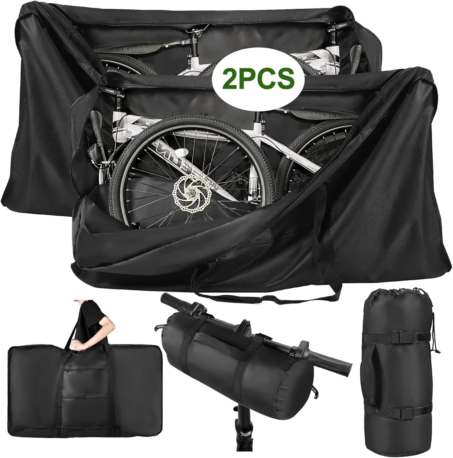 کیف تاشو دوچرخه برای دوچرخه کوهستانی 26 تا 29 اینچ، 2 عدد، اندازه کیف حمل دوچرخه باز شده: 140 × 80 × 26 سانتی متر