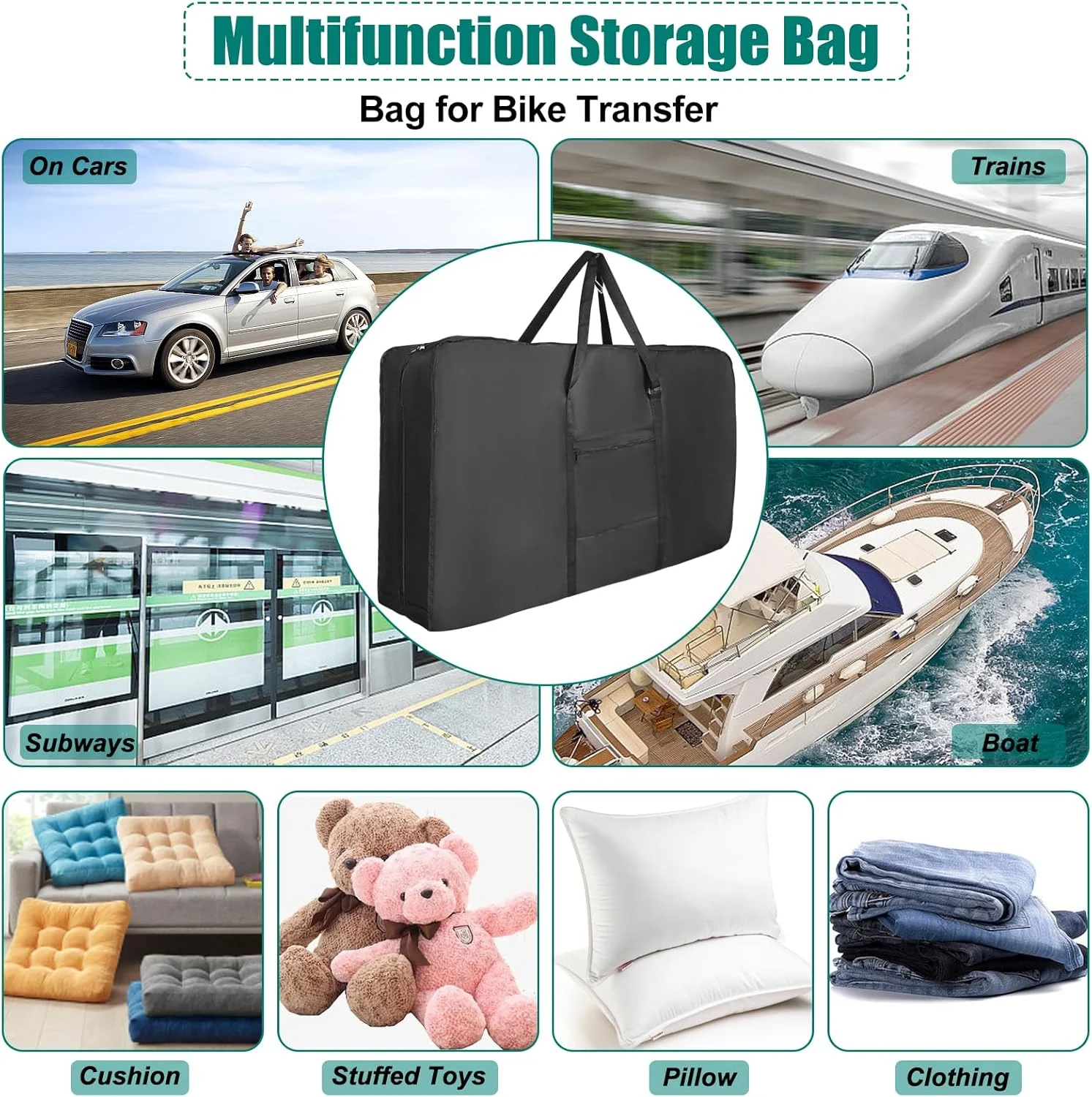 کیف تاشو دوچرخه برای دوچرخه کوهستانی 26 تا 29 اینچ، 2 عدد، اندازه کیف حمل دوچرخه باز شده: 140 × 80 × 26 سانتی متر