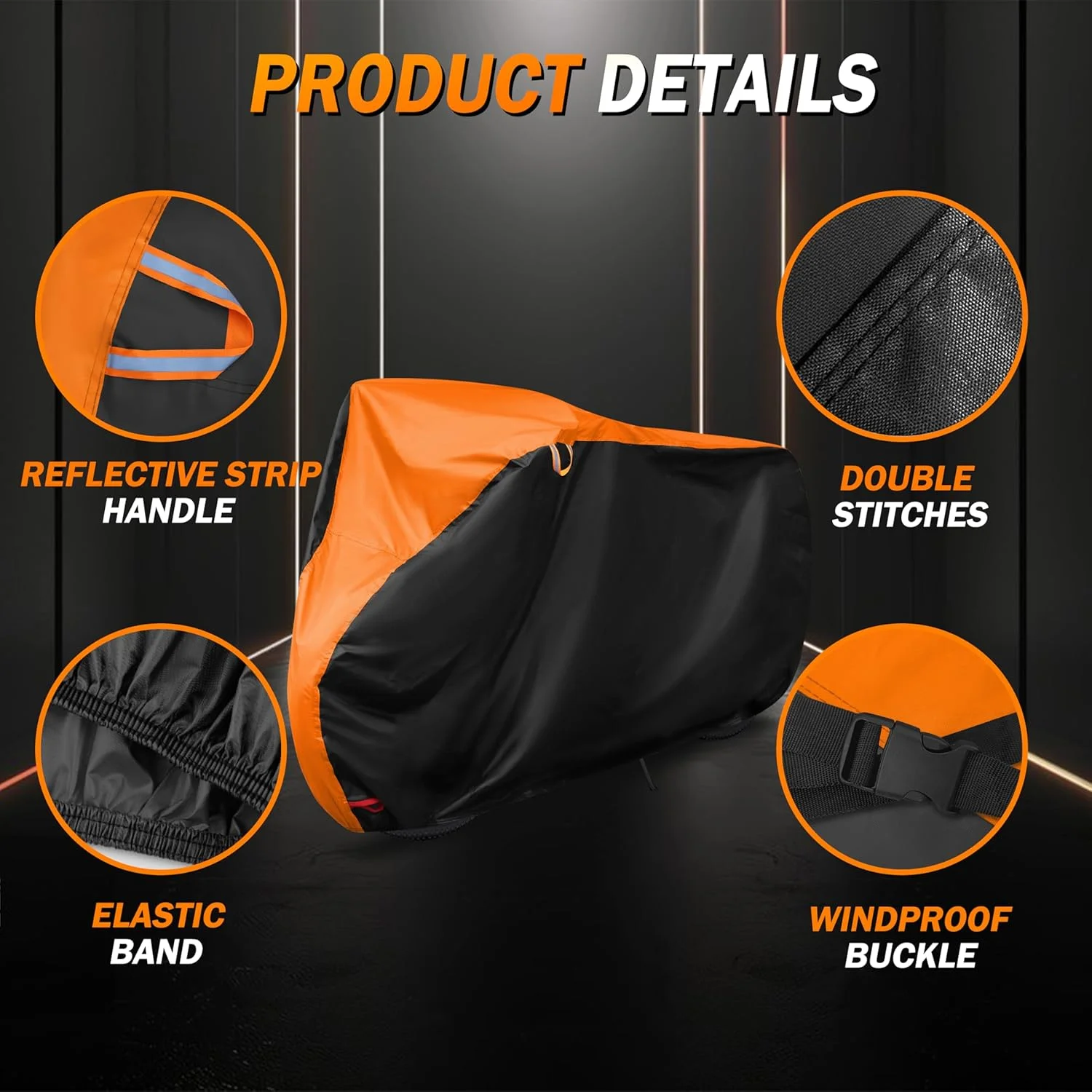 روکش دوچرخه ضد آب با کیفیت بالا پارچه آکسفورد 210T، روکش بارانی دوچرخه مناسب فضای باز با سوراخ های قفل، محافظت در برابر آفتاب، مقاوم در برابر پارگی به همراه کیف، ابعاد 200x110x70 سانتی متر