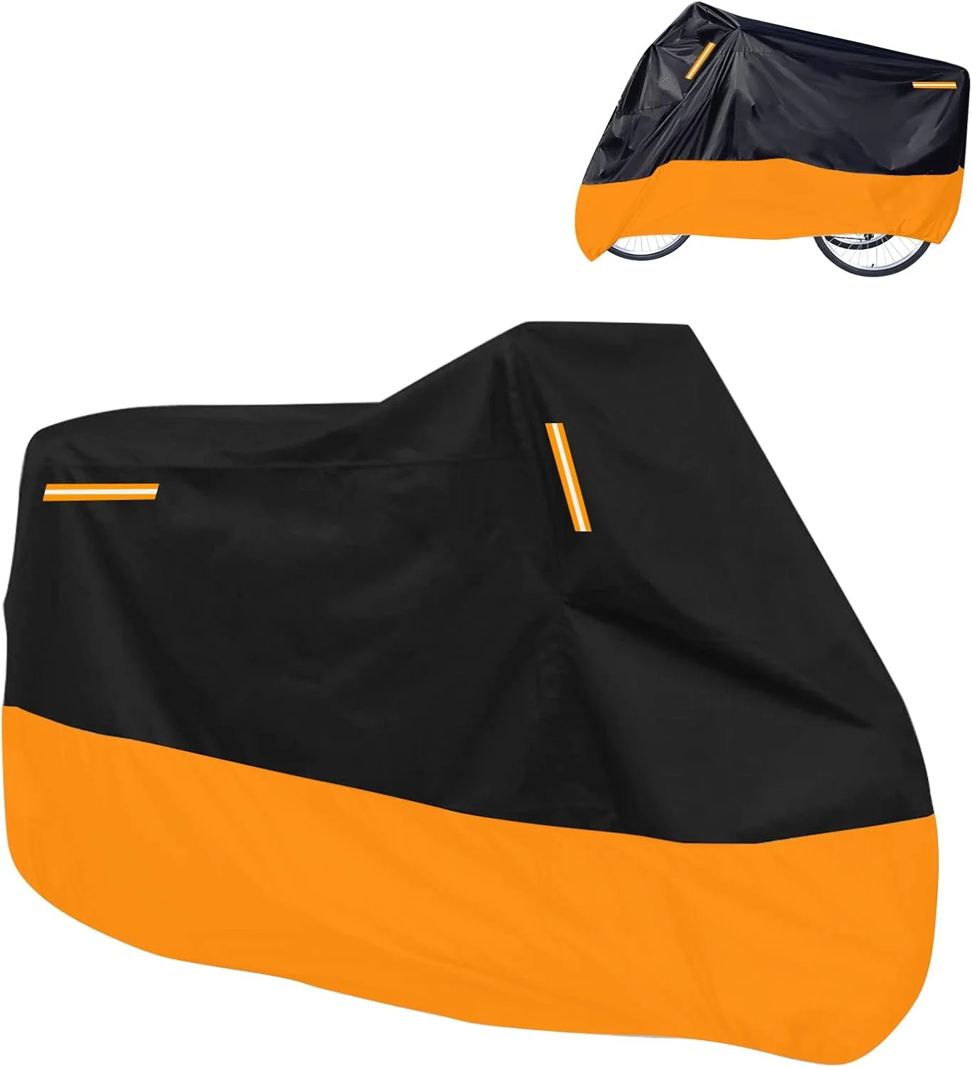 روکش سه‌چرخه بزرگسال، مناسب برای انواع سه‌چرخه‌ها یا موتورسیکلت‌ها، مناسب برای نگهداری در فضای باز و داخل خانه، 264 سانتی‌متر طول × 110 سانتی‌متر عرض × 124 سانتی‌متر ارتفاع (مشکی و نارنجی)