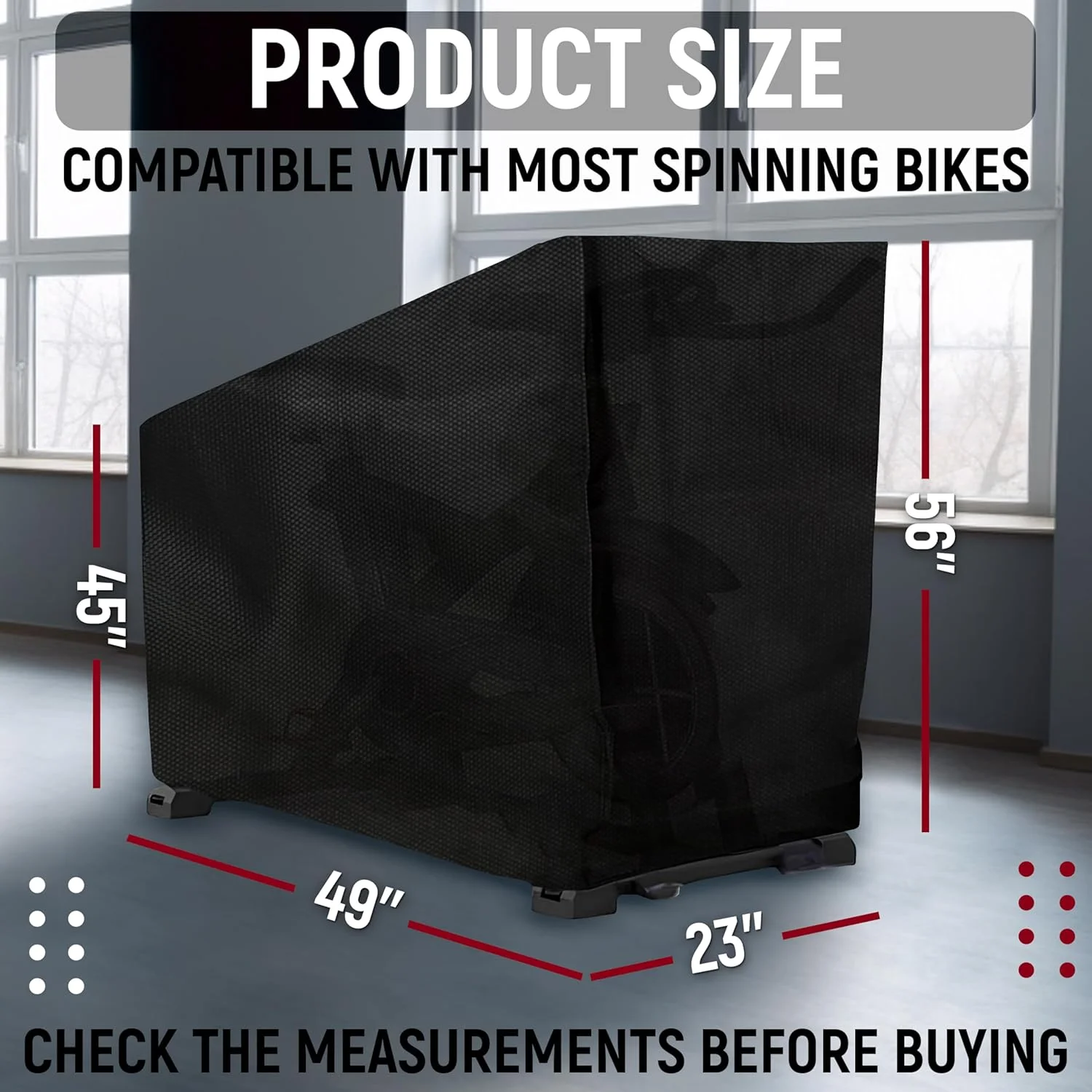 روکش دوچرخه ورزشی، روکش ضد آب دوچرخه ثابت برای داخل و خارج از منزل، روکش دوچرخه تناسب اندام با بند کشی، محافظت در برابر اشعه ماوراء بنفش، دارای کیف نگهداری، 142x124x58 سانتی متر، مشکی