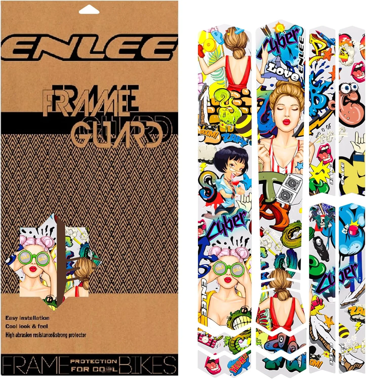 محافظ قاب دوچرخه ENLEE، نوار محافظ ضخیم قاب دوچرخه، محافظ قاب TPU مناسب برای تمام مسیرها، پوشش محافظ قاب دوچرخه با ضربه پذیری بالا، برچسب های ضد خش قاب دوچرخه کوهستانی، مجموعه 10 عددی