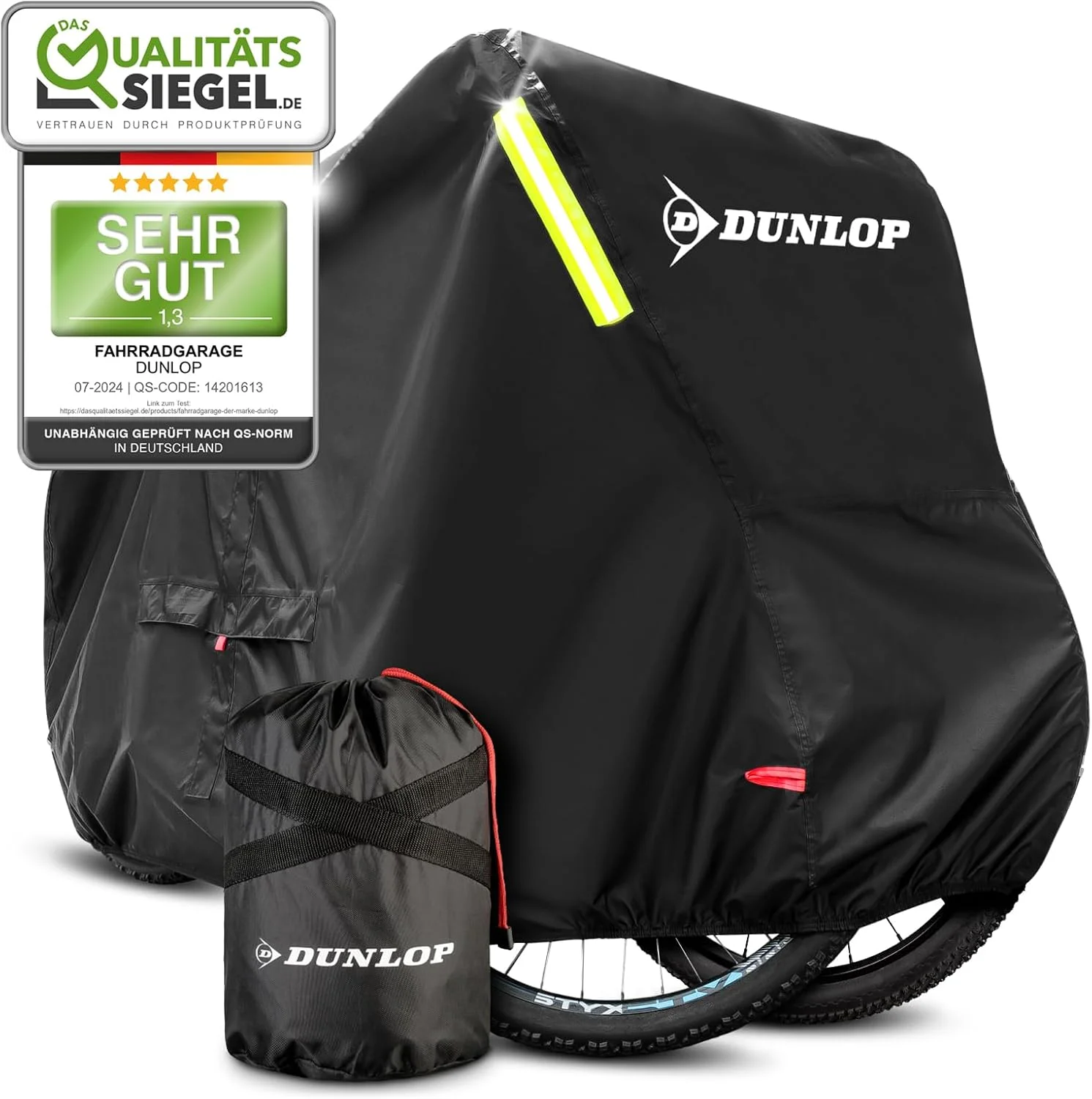 محافظ دوچرخه دانلوپ برای ۲ دوچرخه - روکش دوچرخه با کیفیت عالی ضد زنگ ۲۰۰ x ۹۲ x ۱۲۰ سانتی متر به همراه کیف حمل، دسترسی به باتری و ۲ محل عبور قفل | روکش محافظ دوچرخه (L - ۲ دوچرخه)