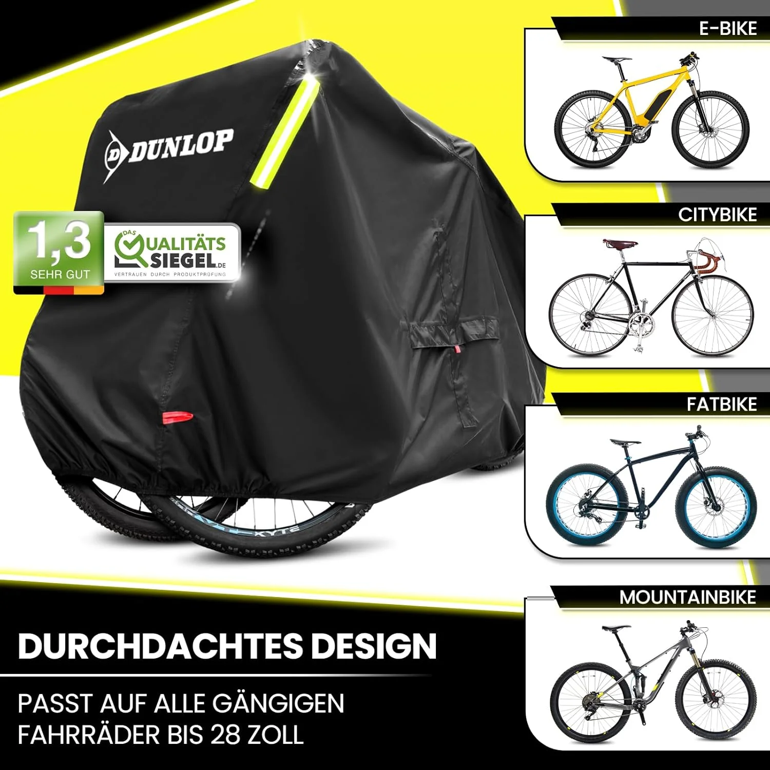 محافظ دوچرخه دانلوپ برای ۲ دوچرخه - روکش دوچرخه با کیفیت عالی ضد زنگ ۲۰۰ x ۹۲ x ۱۲۰ سانتی متر به همراه کیف حمل، دسترسی به باتری و ۲ محل عبور قفل | روکش محافظ دوچرخه (L - ۲ دوچرخه)