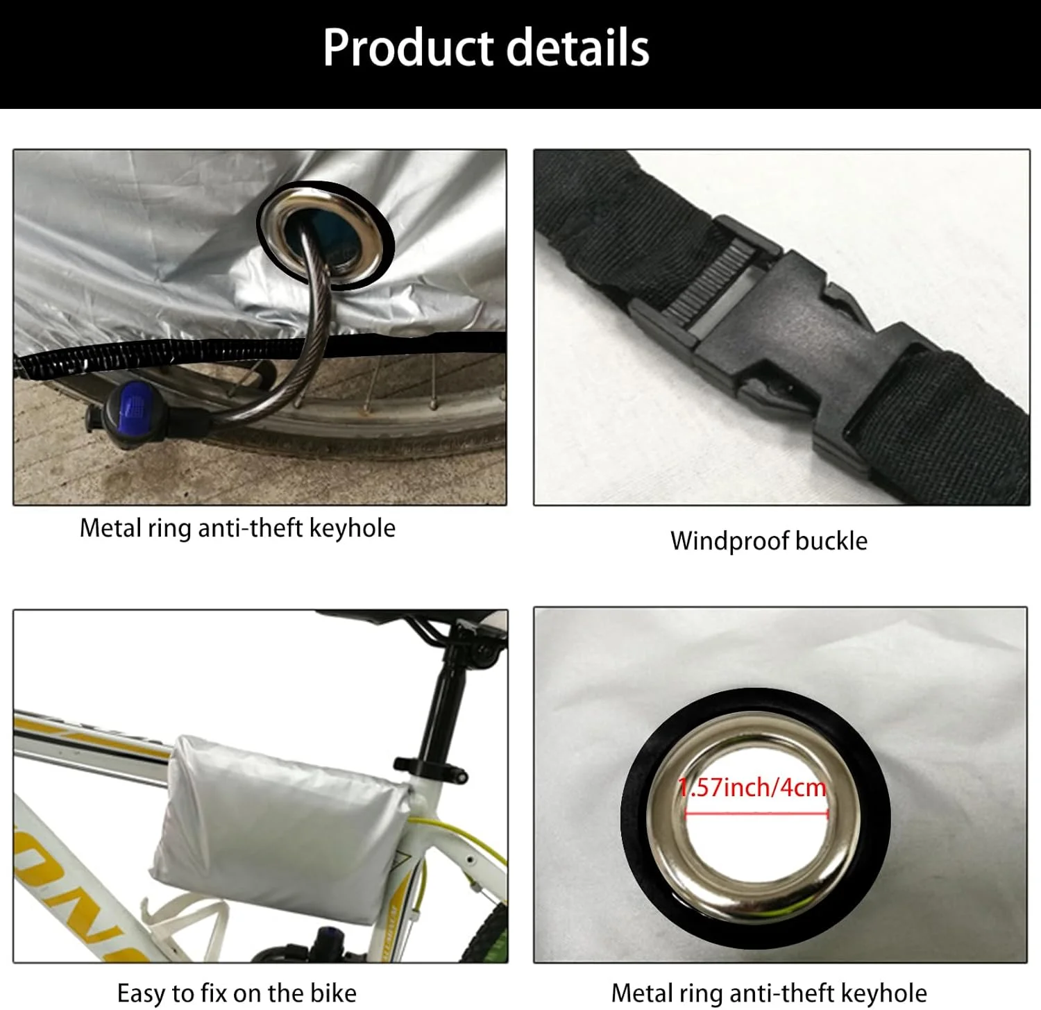 روکش دوچرخه، روکش ضد آب باران برای دوچرخه کوهستان و جاده، مناسب برای نگهداری در فضای باز و محافظت در برابر آفتاب، دارای سوراخ قفل (مشکی)