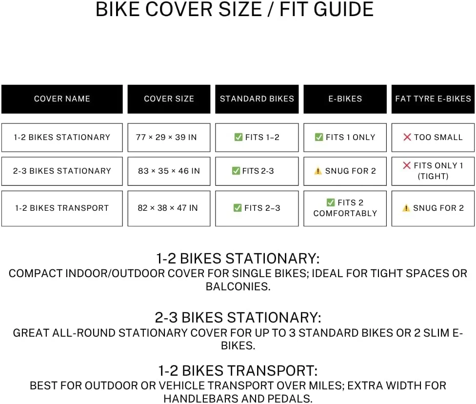 روکش دوچرخه مناسب فضای باز - ضد آب، مقاوم در برابر پارگی و باد، مناسب برای نگهداری 1-2 دوچرخه، به همراه کیف حمل