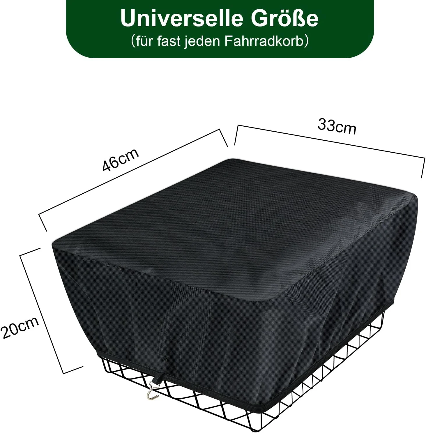روکش سبد دوچرخه [مناسب برای سبدهای جلویی و عقب دوچرخه] - دارای نوار الاستیک و 2 قلاب - ضد آب، ضد گرد و غبار و ضد آلودگی سبد دوچرخه