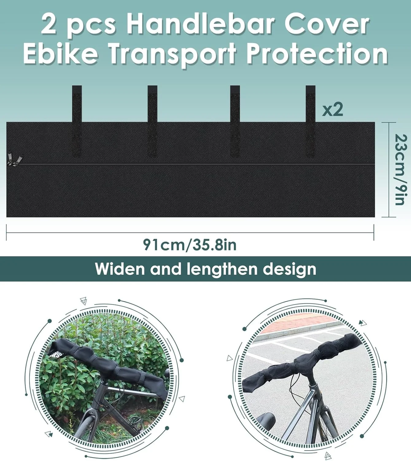 2 عدد روکش دسته فرمان محافظ حمل و نقل دوچرخه برقی، (91*23 سانتی متر) روکش محافظ دسته فرمان پهن و بلند، روکش دسته فرمان برای دوچرخه، روکش دوچرخه برای دسته فرمان باربند عقب، ضد باران