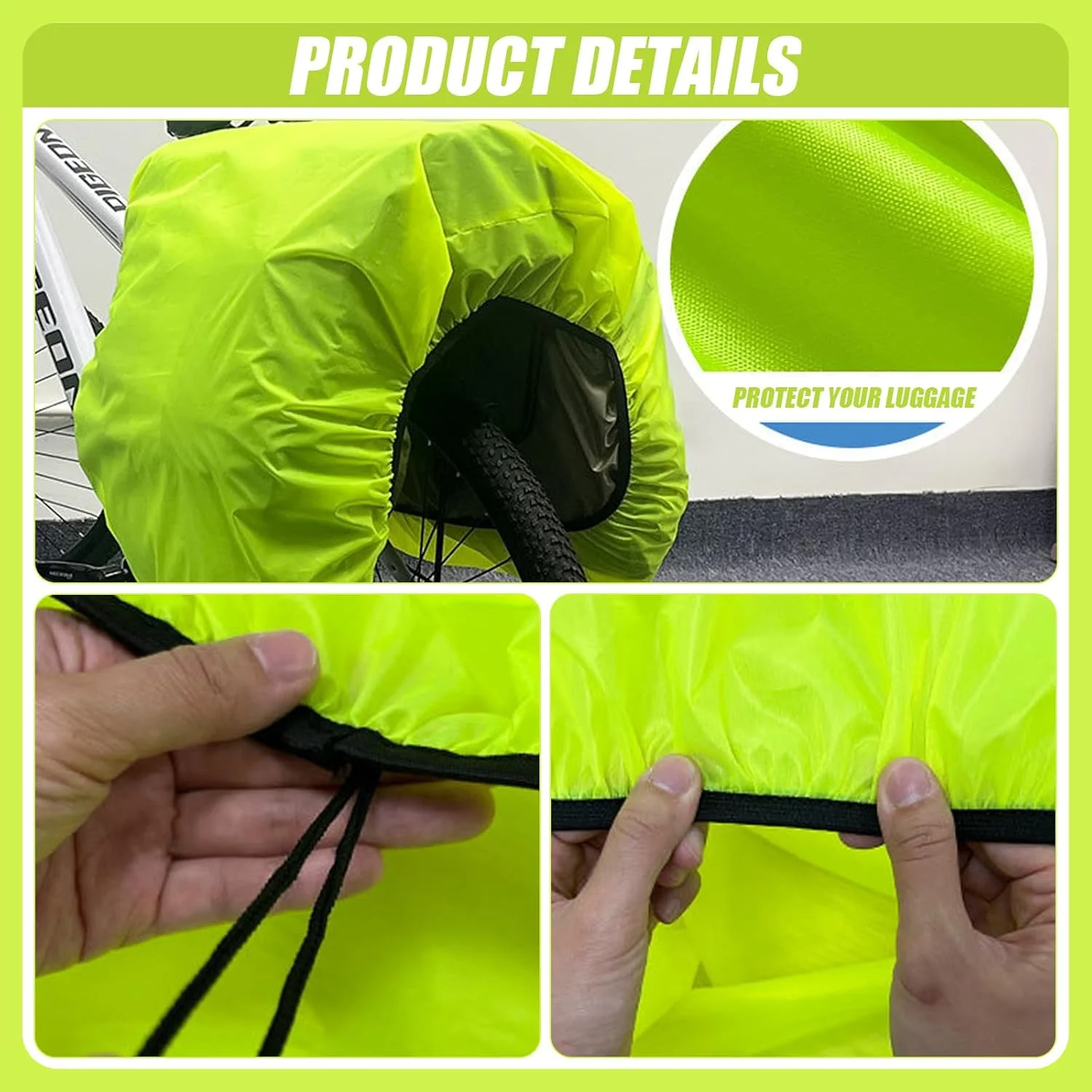 روکش بارانی کیف دوچرخه 126 در 66 سانتی متر، روکش ضد آب کیف دوچرخه، روکش بارانی برای سبد دوچرخه و باربند، روکش بارانی سبک و تاشو دوچرخه برای اکثر دوچرخه ها