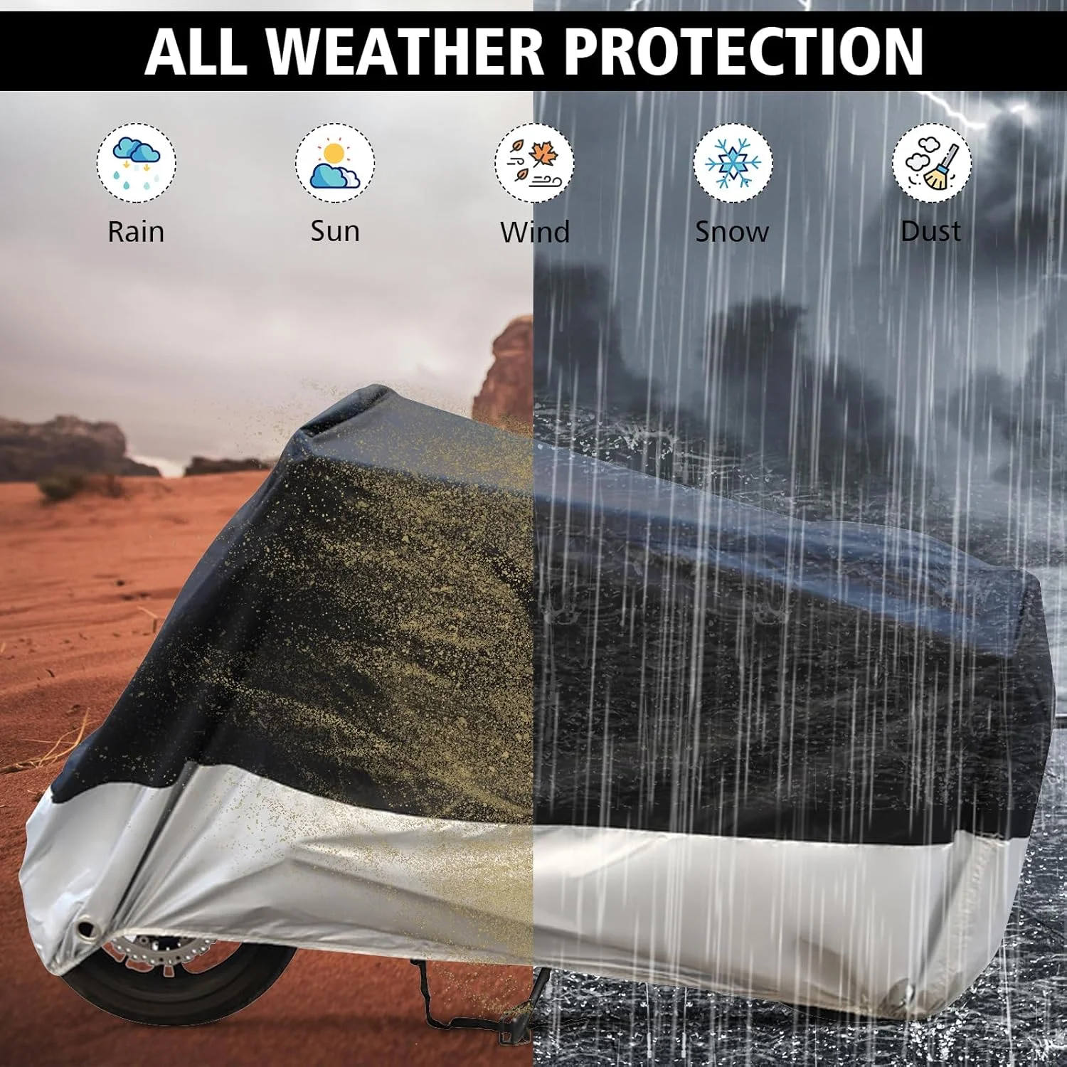 روکش دوچرخه باربری، روکش دوچرخه، روکش دوچرخه، پارچه آکسفورد 420D ضد آب، برزنت گاراژ دوچرخه، ضد آب، مقاوم در برابر اشعه ماوراء بنفش و مقاوم در برابر پارگی، روکش دوچرخه باربری، 285 x 65 x 115 سانتی متر