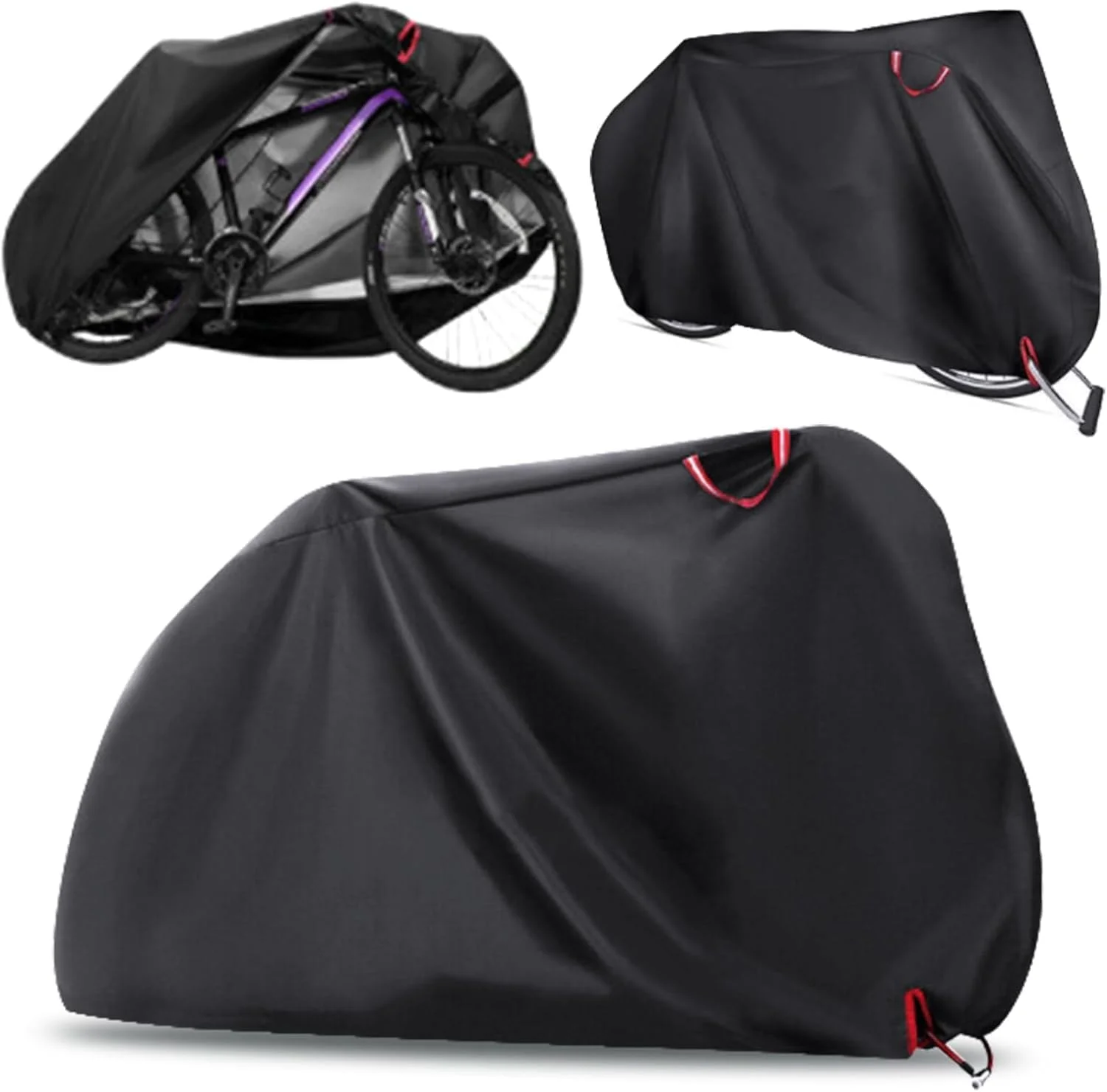 روکش ضدآب دوچرخه، پارکینگ دوچرخه فضای باز، پارکینگ دوچرخه 210D با سوراخ های قفل و کیف، پارکینگ دوچرخه ضد آب و محافظ آفتاب، برزنت دوچرخه برقی و دوچرخه (200 x 70 x 110 سانتی متر)