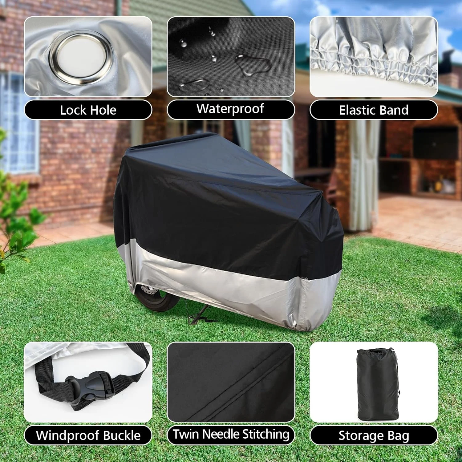 روکش دوچرخه باربری، روکش دوچرخه، روکش دوچرخه، پارچه آکسفورد 420D ضد آب، برزنت گاراژ دوچرخه، ضد آب، مقاوم در برابر اشعه ماوراء بنفش و مقاوم در برابر پارگی، روکش دوچرخه باربری، 285 x 65 x 115 سانتی متر