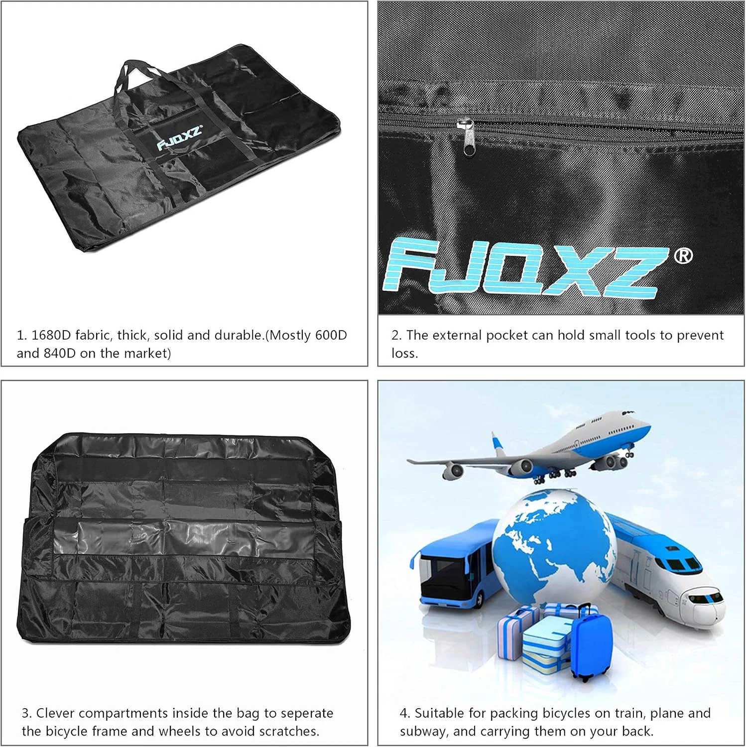 کیف حمل دوچرخه Huntvp مناسب برای دوچرخه‌های تاشو 26 تا 29 اینچ به همراه کیف حمل