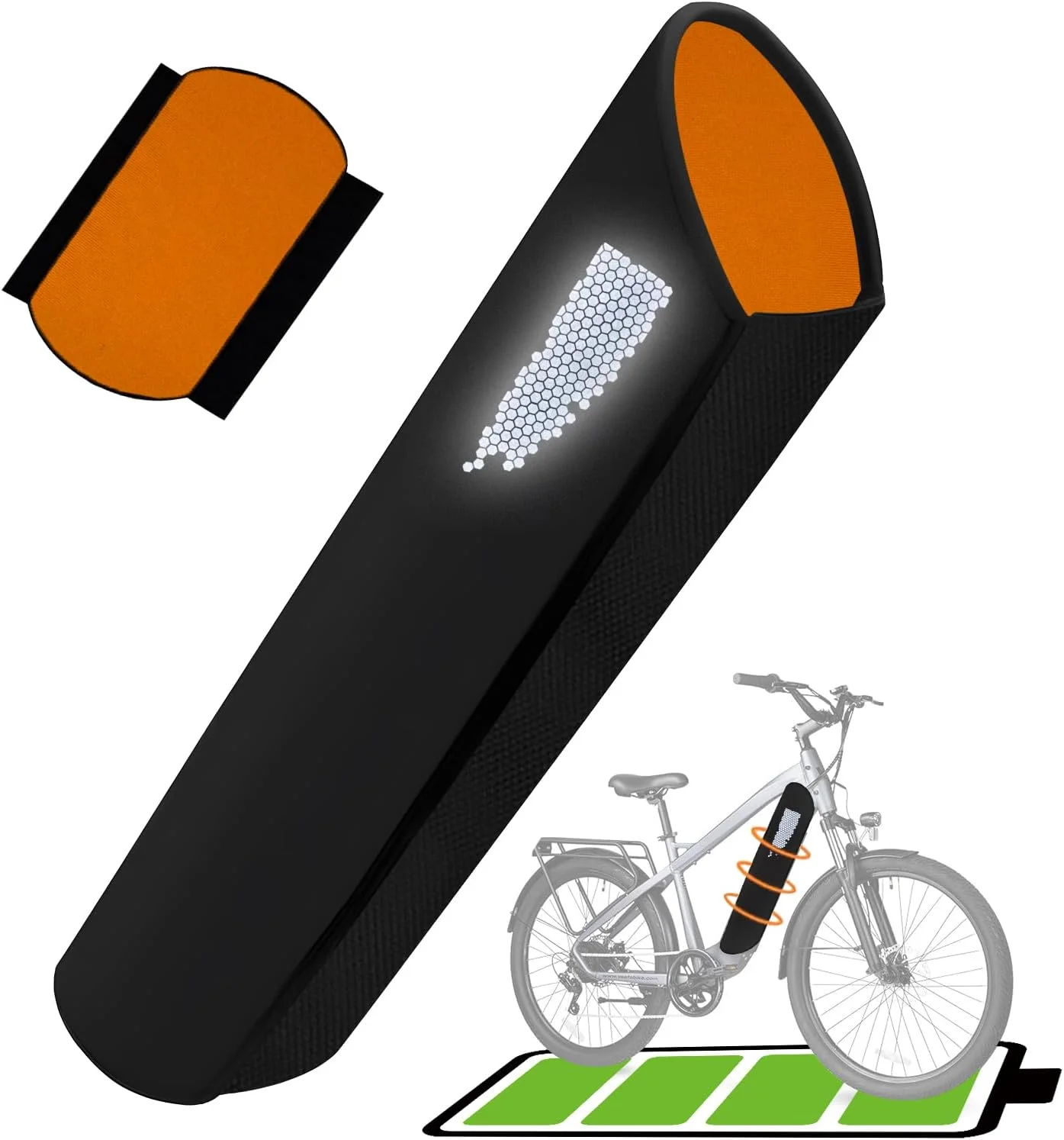 کیف محافظ باتری دوچرخه برقی [با بازتاب نور موثر] - کیف محافظ باتری دوچرخه برقی ورزشی برای محافظت از دور فریم 32-40 سانتی متر در برابر سرما و کثیفی، محافظ باتری دوچرخه برقی