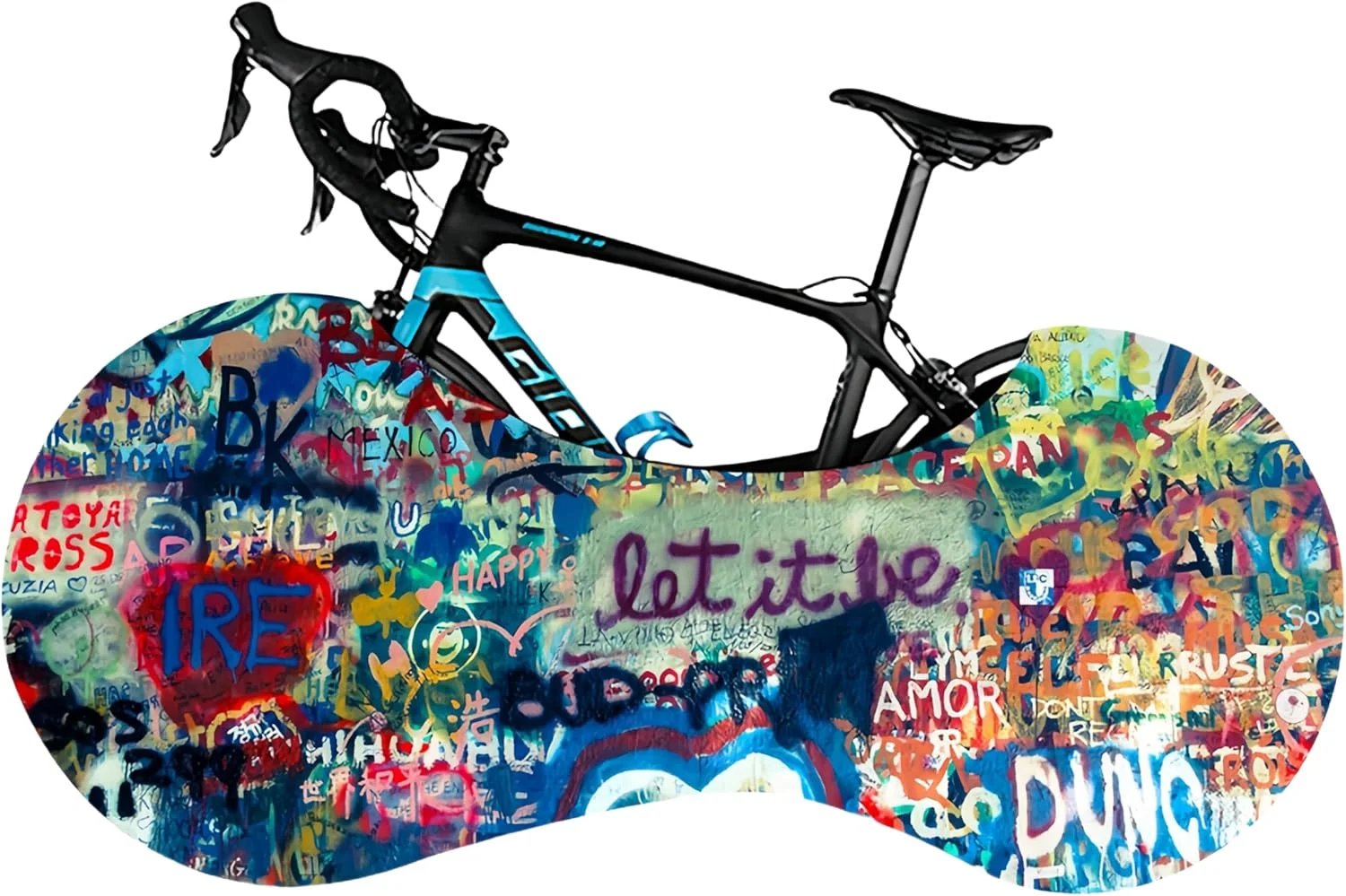 روکش چرخ دوچرخه، روکش ضد گرد و غبار چرخ دوچرخه برای نگهداری در فضای داخلی و خارجی، بسته لاستیک الاستیک بالا دنده محافظ گاراژ MTB جاده ای برای لاستیک های 26-29 اینچ (گرافیتی رنگارنگ)